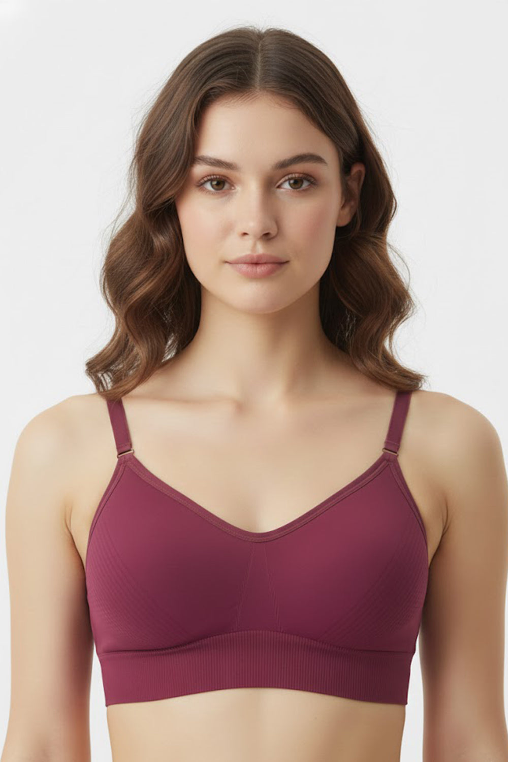 Teen Girls' Cotton-Blend Padded Sports Bra | Seamless, Removable Pads, Everyday Comfort Bra - 6662