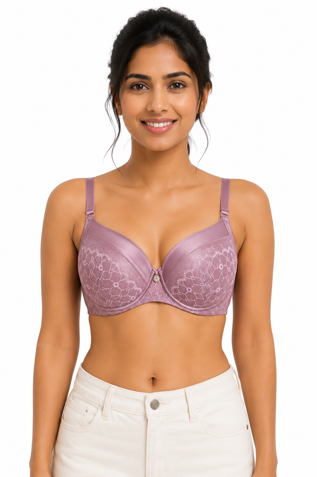 Women's Heavy Push-Up Lace Bra | Underwired Seamless Padded Bra for Women | Low Coverage Cotton Blend Fashion Bra - 1209