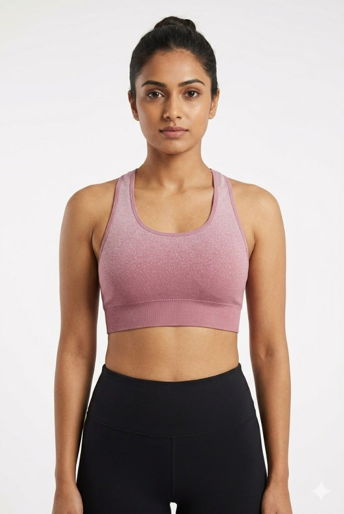 Seamless Racerback Bra for Women – Medium Coverage Padded Cotton Blend Bra with Removable Pads | Pull-On Active Comfort Bra - 6996
