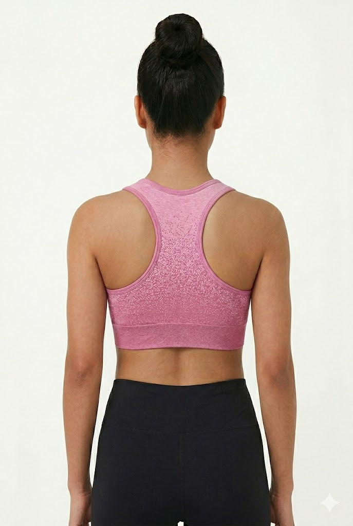 Seamless Racerback Bra for Women – Medium Coverage Padded Cotton Blend Bra with Removable Pads | Pull-On Active Comfort Bra - 6996
