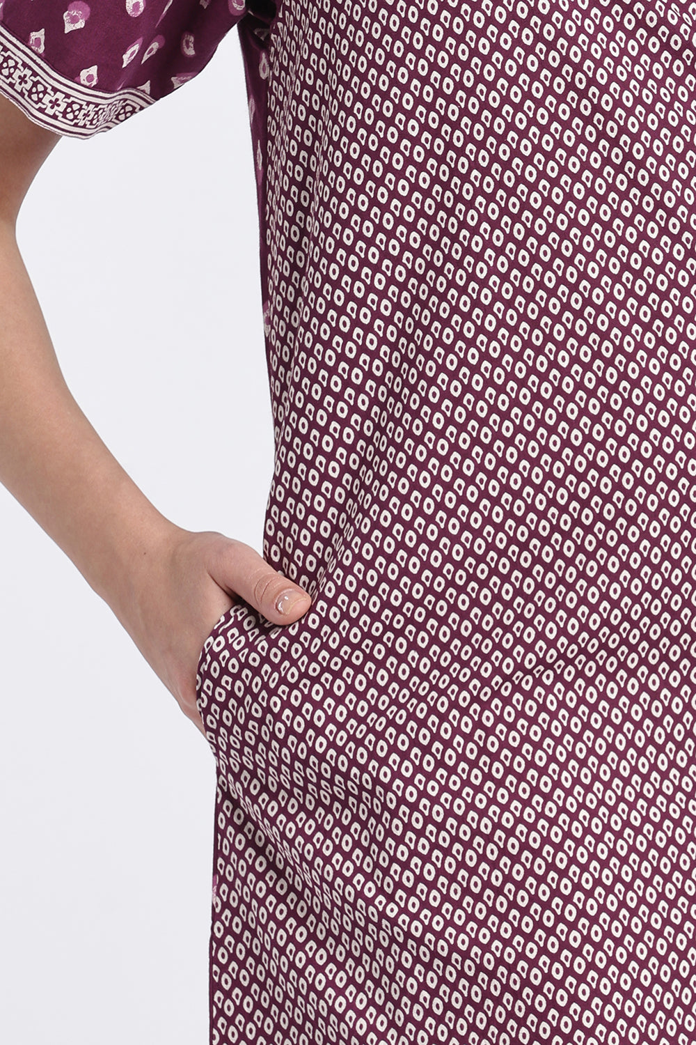 Naidu Hall Women’s Printed Cotton Angarakha Nighty | V-Neck Wrap Style Night Dress with Tie-Up | Short Sleeve Daily Wear, Sleepwear & Loungewear
 - NB51