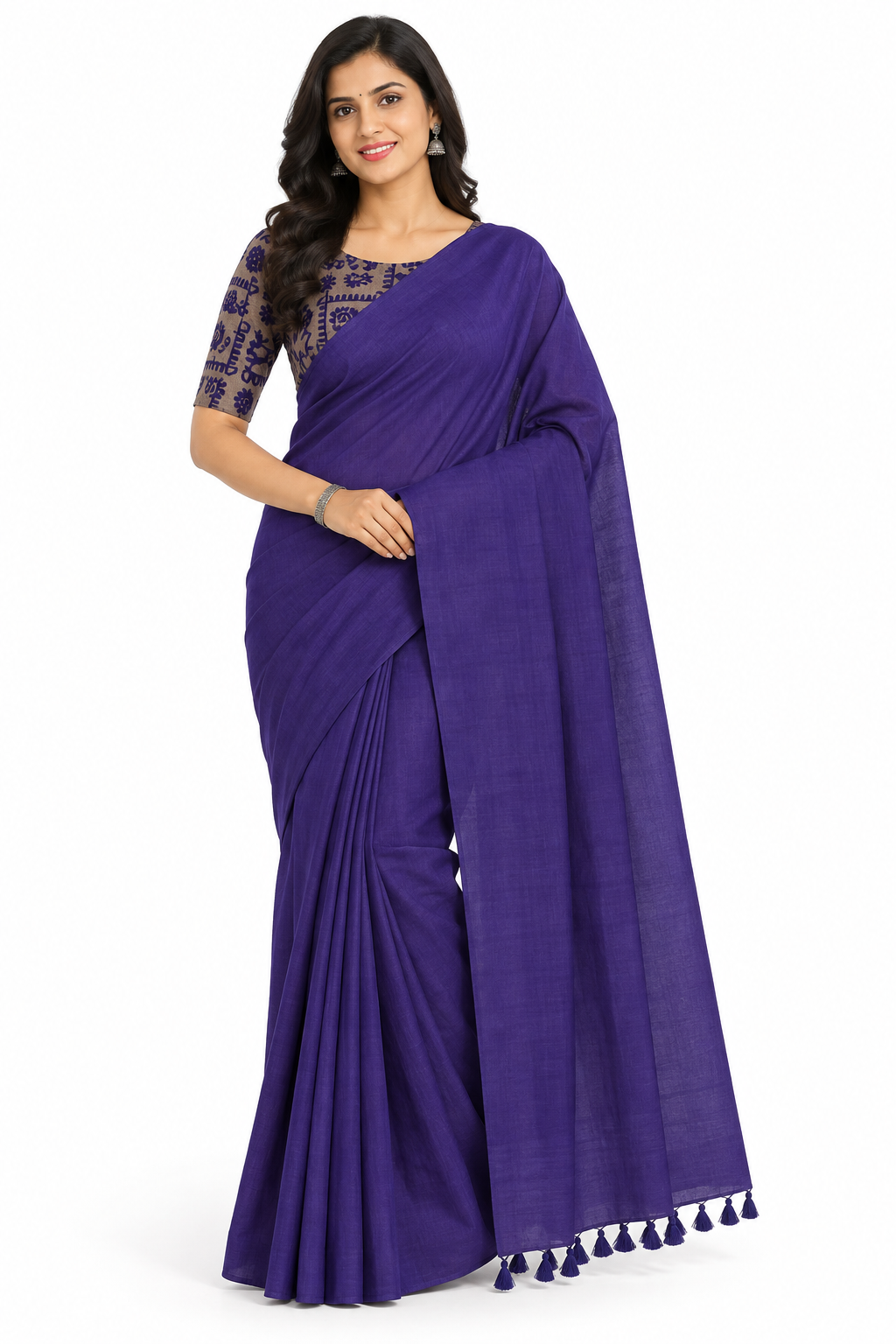Women's Solid Cotton Blend Khadi Saree | Lightweight Ethnic Wear Saree for Daily Wear & Casual Outings - G359