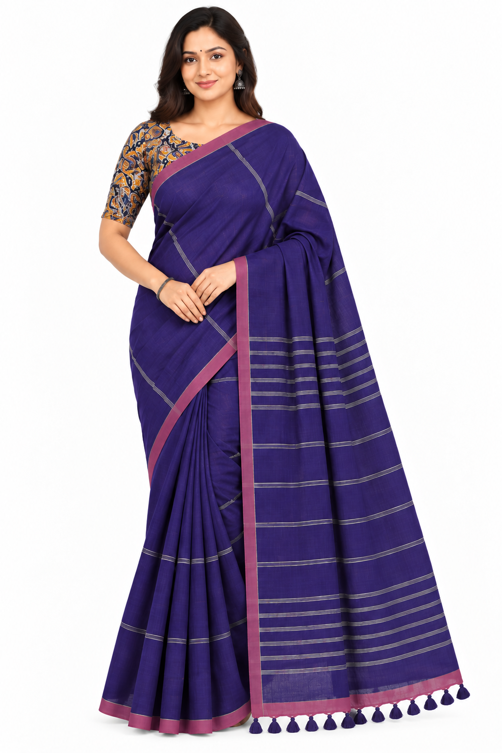 Women's Jacquard Cotton Blend Khadi Saree | Lightweight Ethnic Wear Saree for Daily Wear & Casual Outings - G470
