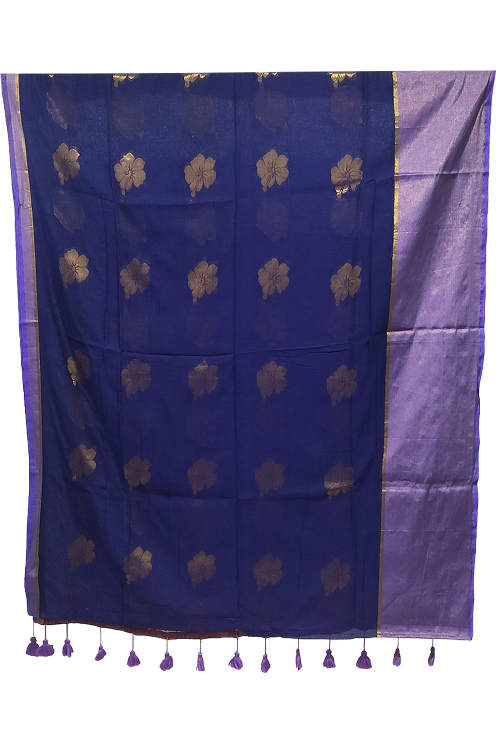 Naidu Hall Women's Blue Mulmul Cotton Blend Jacquard Saree with Blouse | Lightweight Ethnic Wear Saree - R121