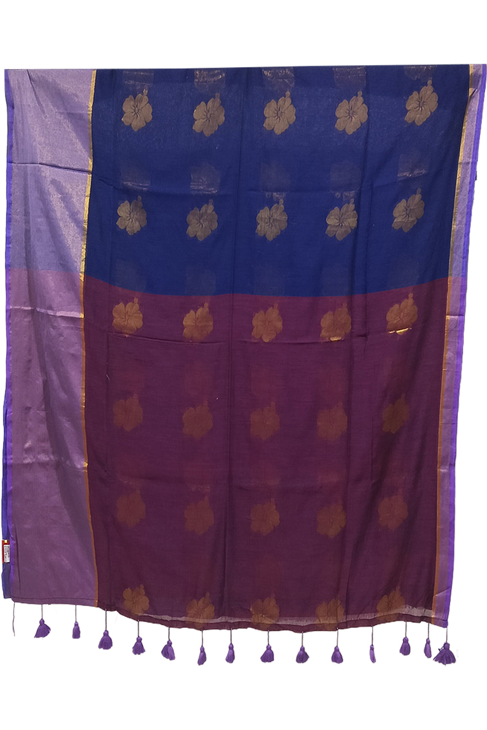 Naidu Hall Women's Blue Mulmul Cotton Blend Jacquard Saree with Blouse | Lightweight Ethnic Wear Saree - R121