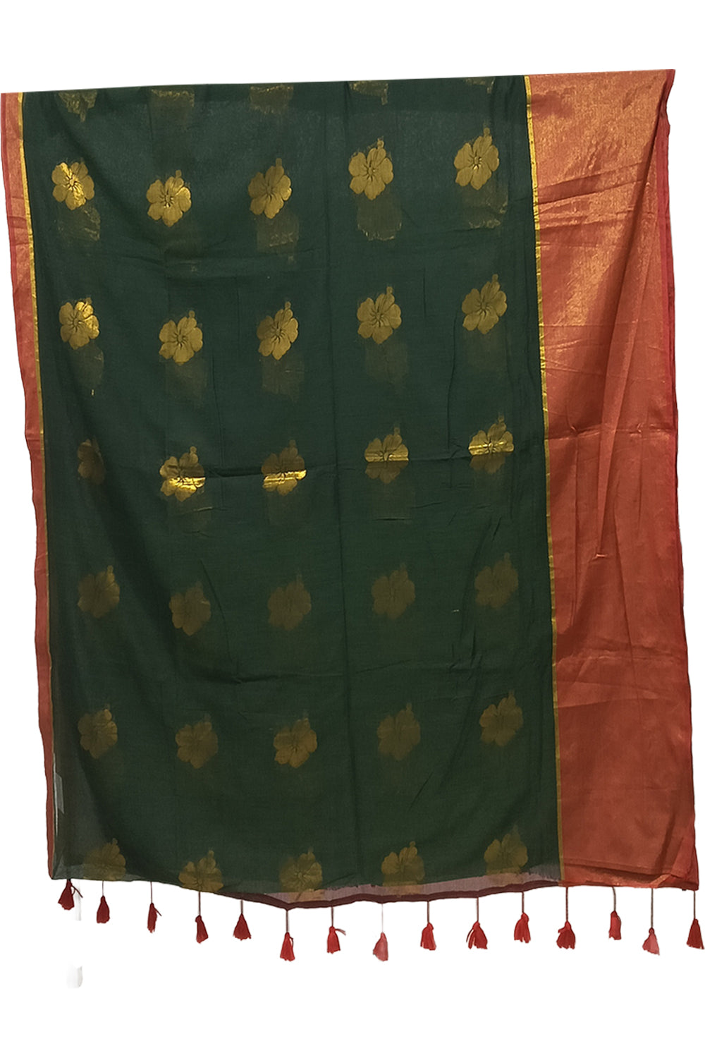 Naidu Hall Women's Green Mulmul Cotton Blend Jacquard Saree with Blouse | Lightweight Ethnic Wear Saree - R121
