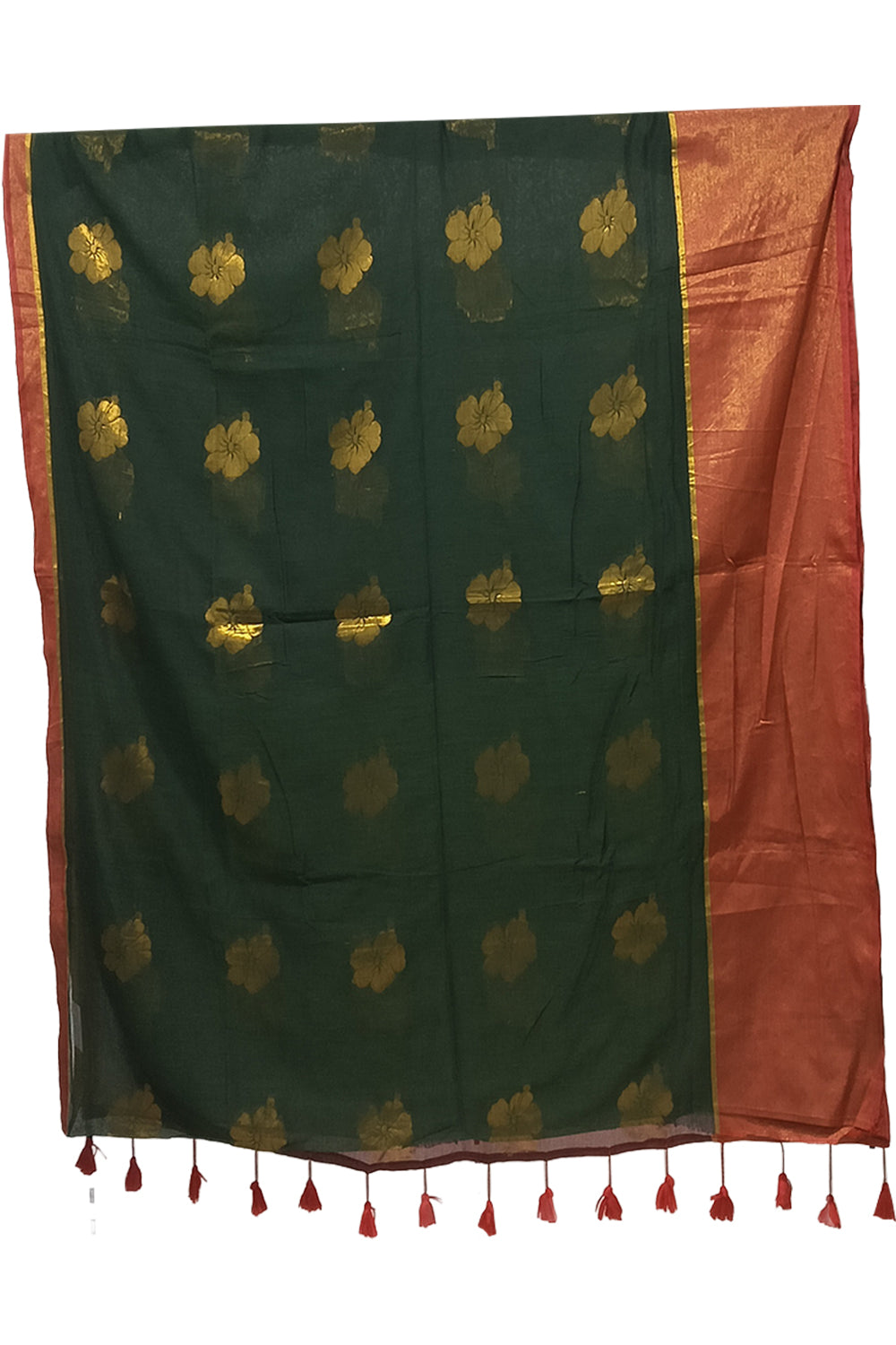 Naidu Hall Women's Green Mulmul Cotton Blend Jacquard Saree with Blouse | Lightweight Ethnic Wear Saree - R121