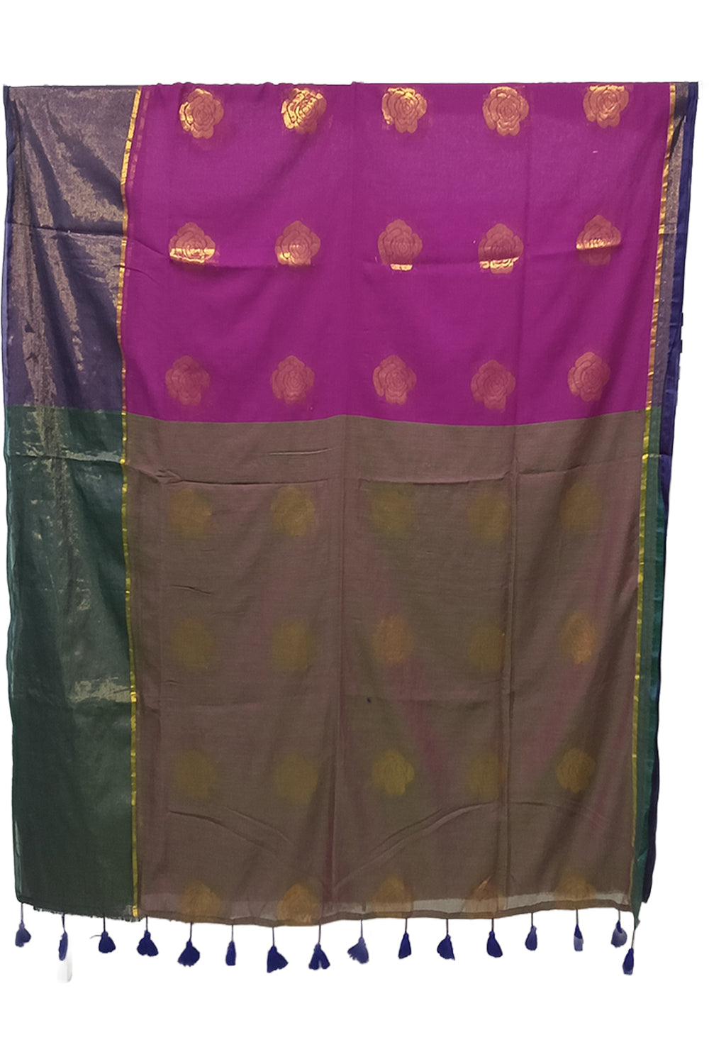 Naidu Hall Women's Magenta Mulmul Cotton Blend Jacquard Saree with Blouse | Lightweight Ethnic Wear Saree - R121