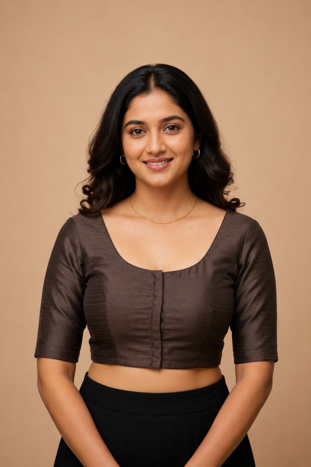 Women's Padded Art Silk Saree Blouse | Readymade Round Neck Elbow Sleeve Blouse for Women | Designer Ethnic Blouse for Sarees - R124