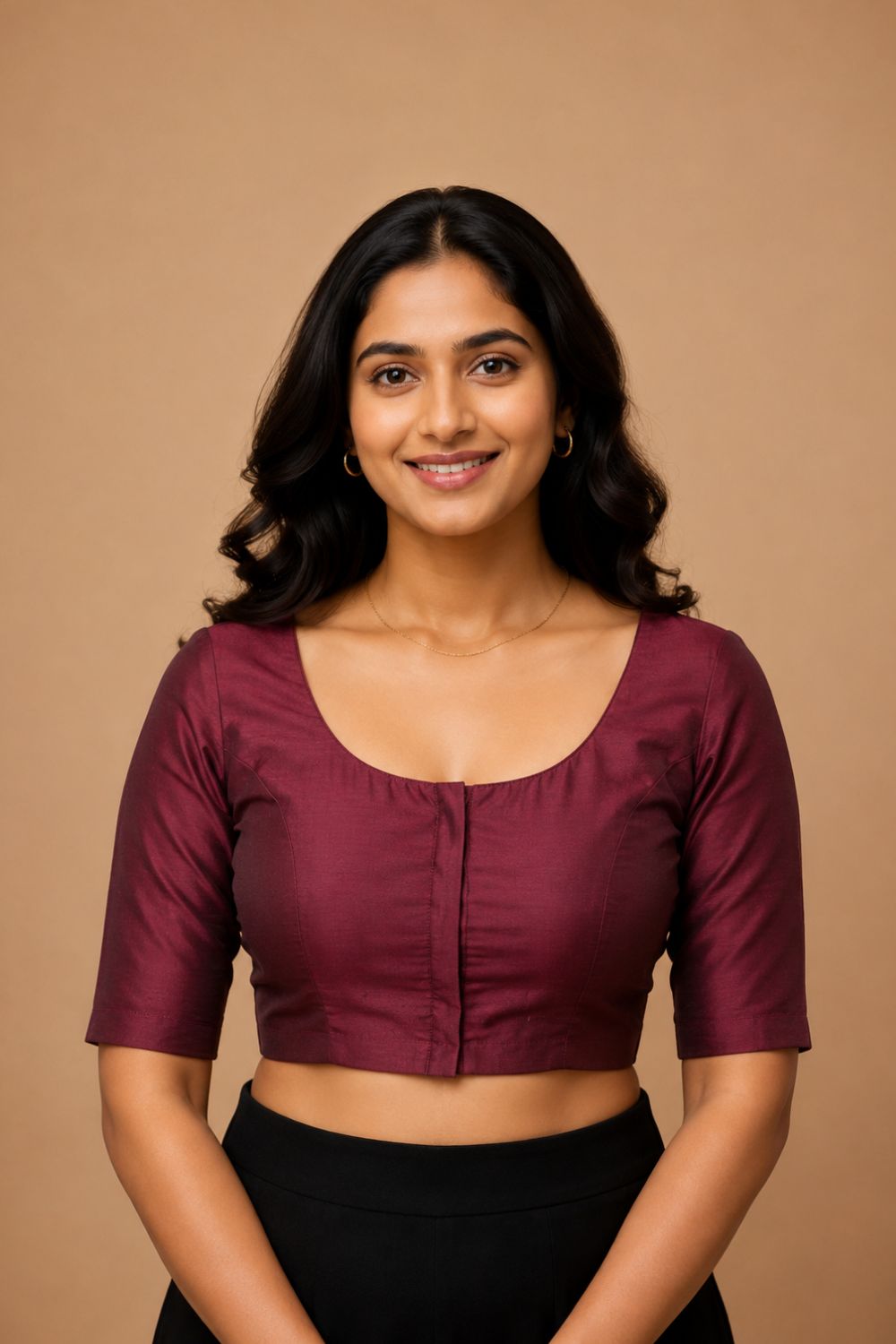 Women's Padded Art Silk Saree Blouse | Readymade Round Neck Elbow Sleeve Blouse for Women | Designer Ethnic Blouse for Sarees - R124