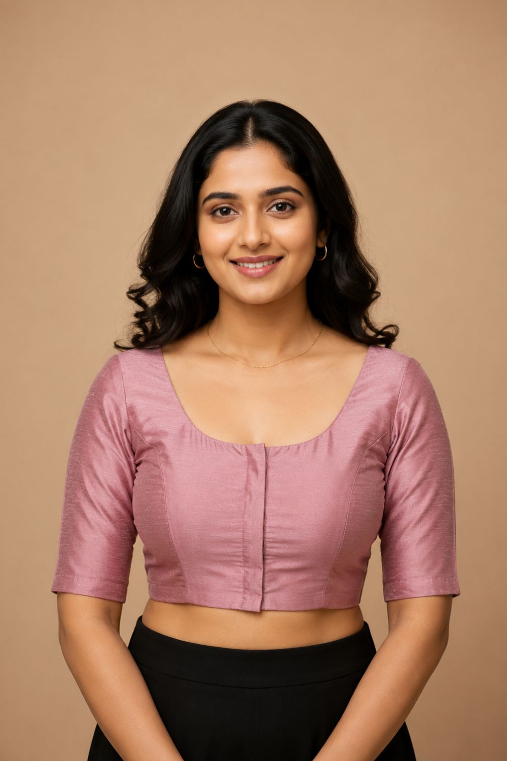 Women's Padded Art Silk Saree Blouse | Readymade Round Neck Elbow Sleeve Blouse for Women | Designer Ethnic Blouse for Sarees - R124