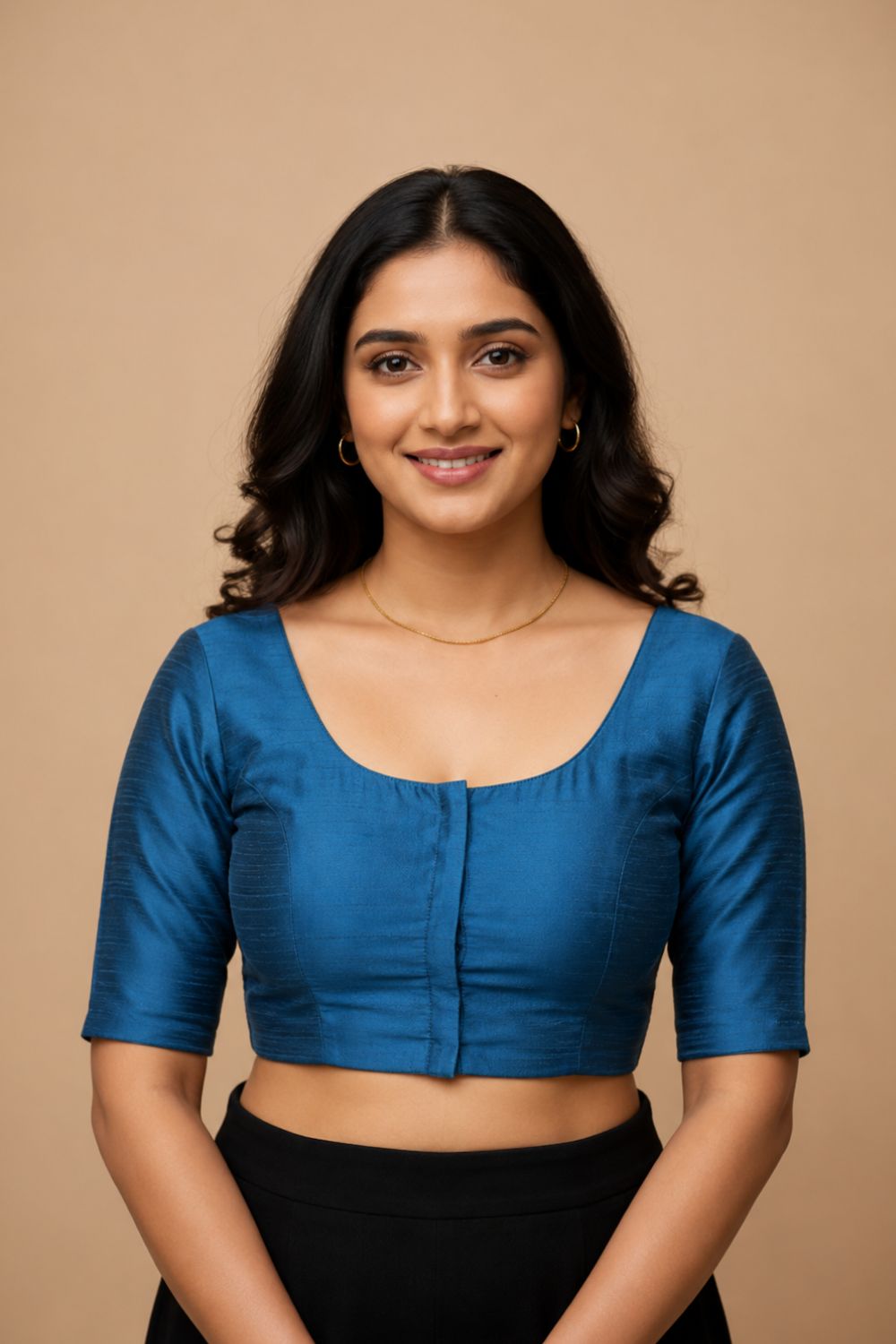 Women's Padded Art Silk Saree Blouse | Readymade Round Neck Elbow Sleeve Blouse for Women | Designer Ethnic Blouse for Sarees - R124