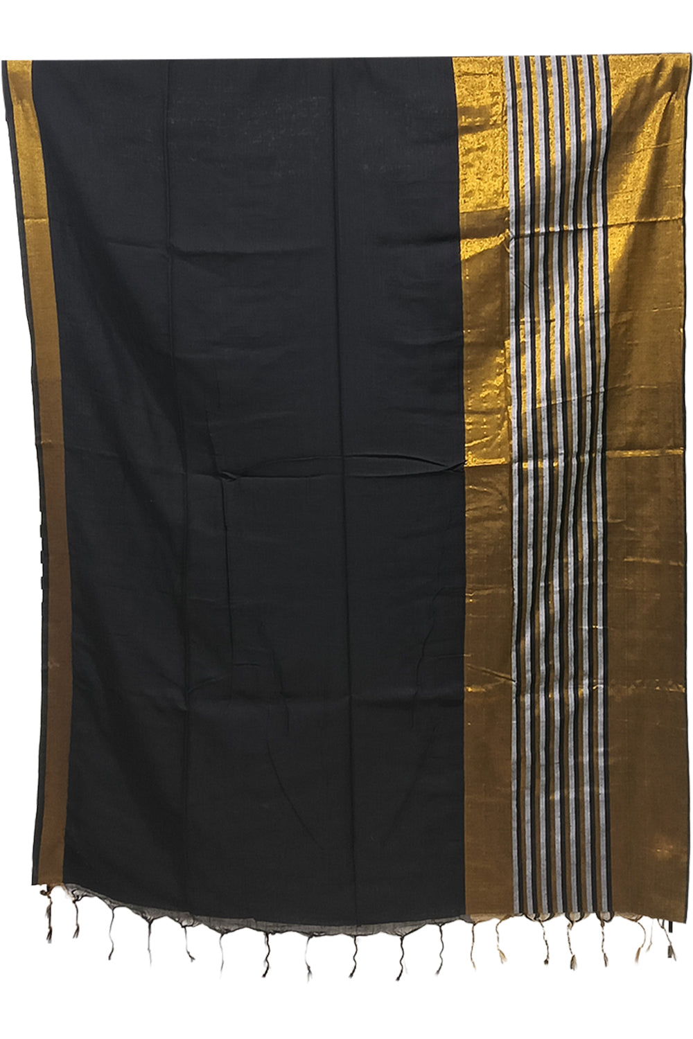 Naidu Hall Women's Black Tissue Cotton Blend Solid Saree with Blouse | Lightweight Ethnic Wear Saree - R130