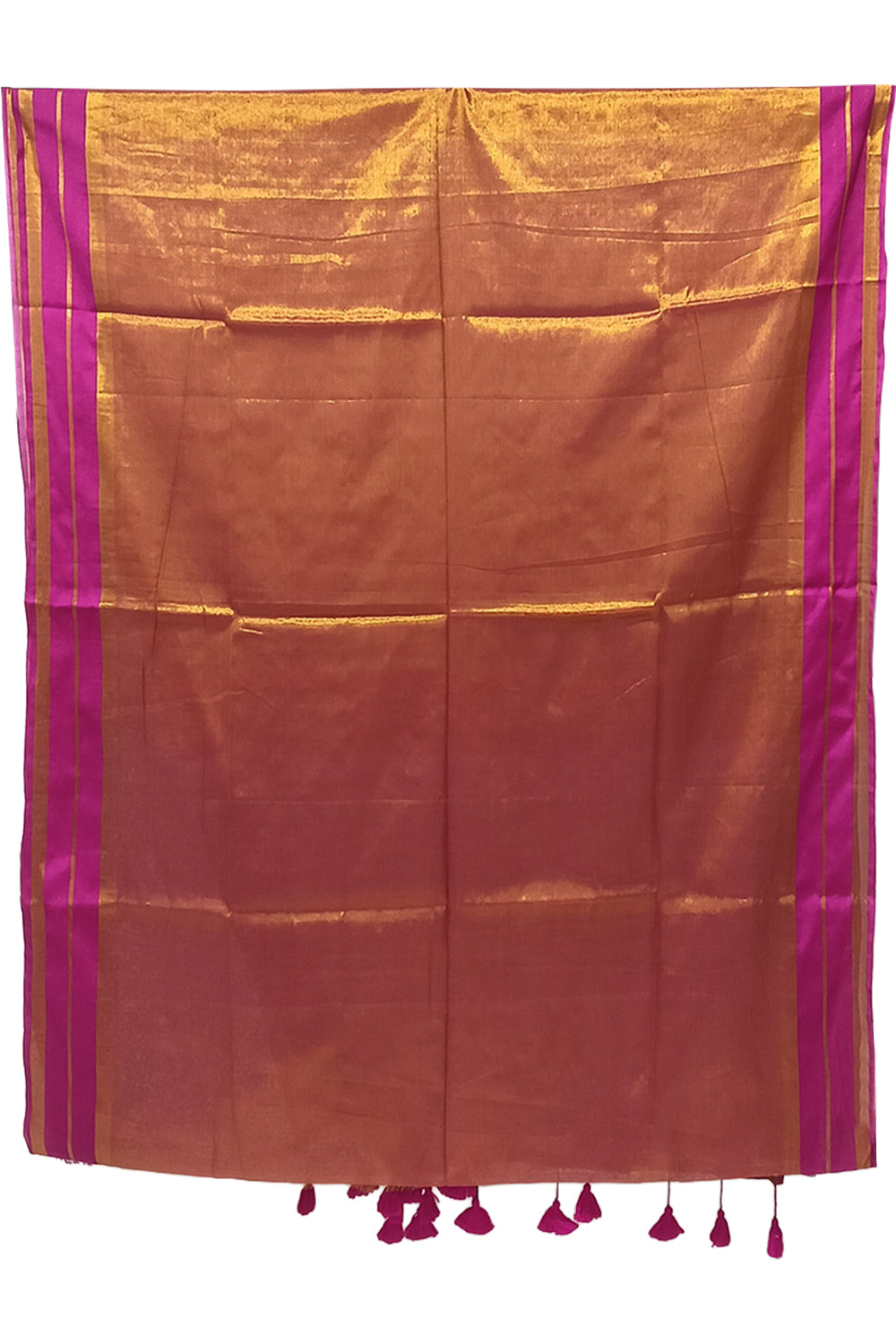 Naidu Hall Women's Rani Pink Tissue Cotton Blend Solid Saree with Blouse | Lightweight Ethnic Wear Saree - R130