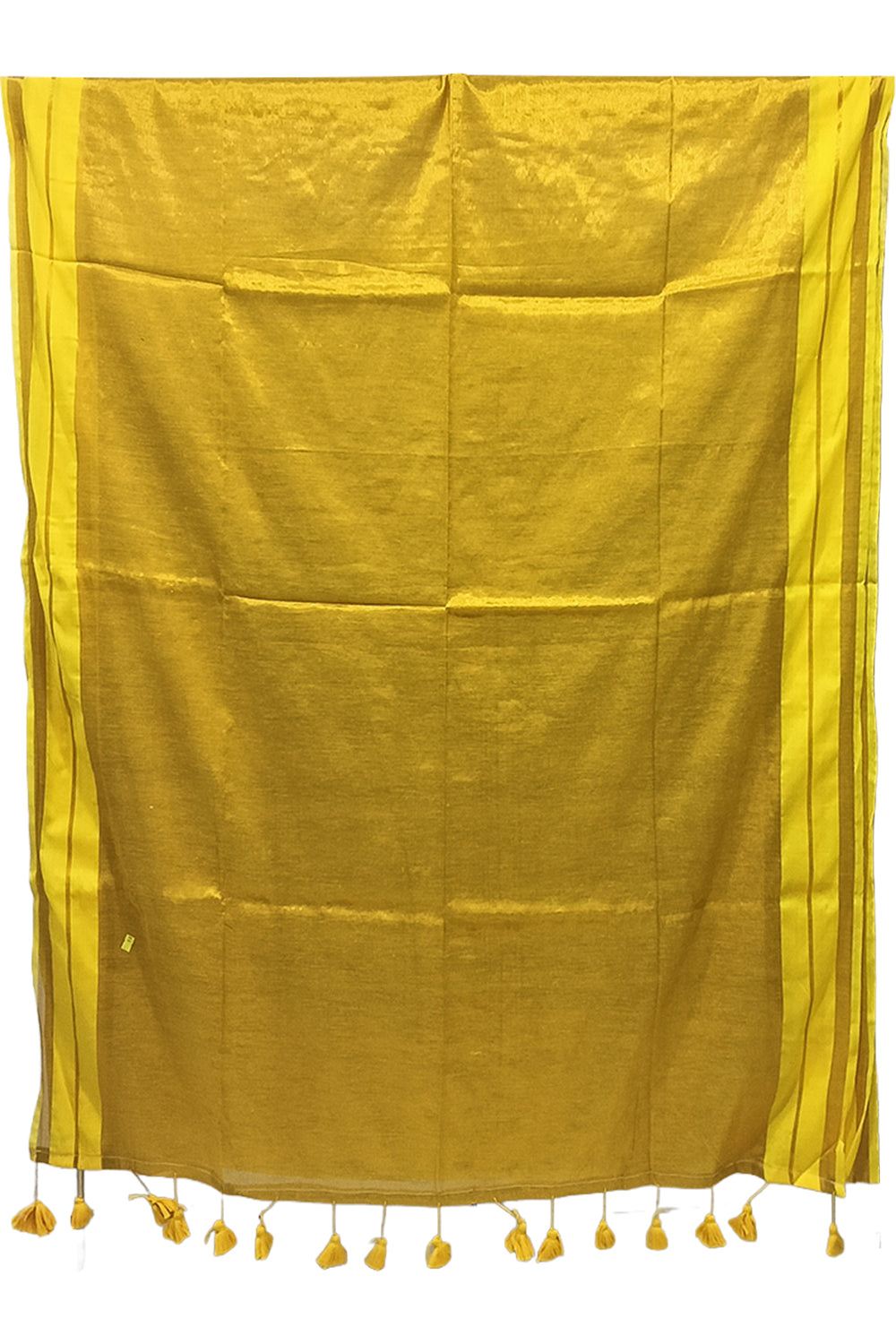 Naidu Hall Women's Yellow Tissue Cotton Blend Solid Saree with Blouse | Lightweight Ethnic Wear Saree - R130