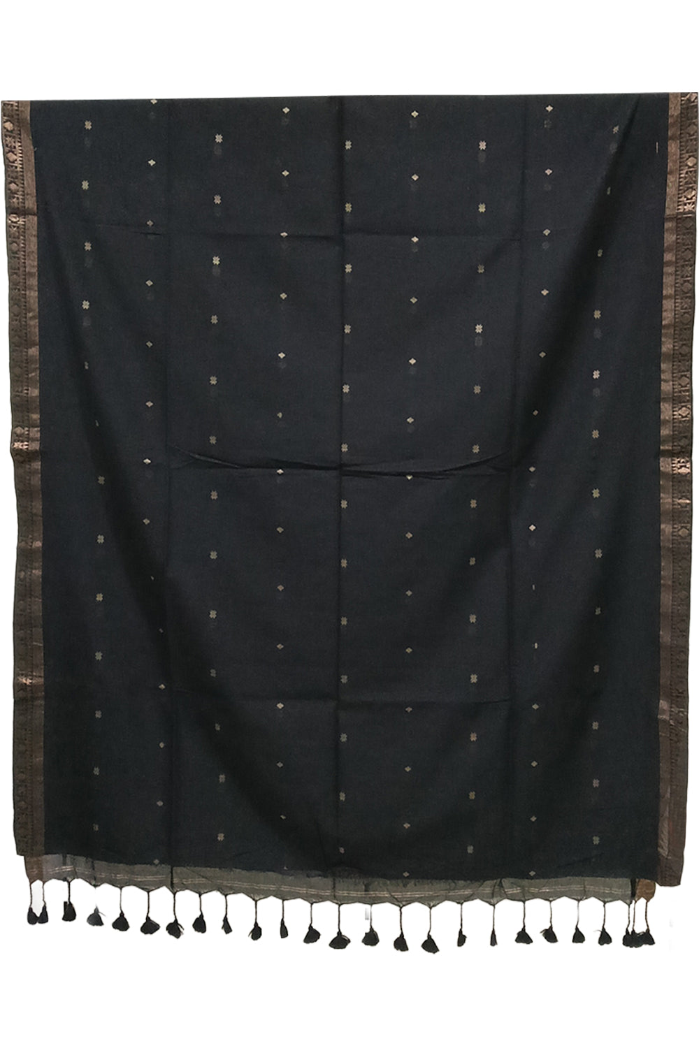 Naidu Hall Women's Black Bengal Cotton Blend Jacquard Saree with Blouse | Lightweight Ethnic Wear Saree - R553