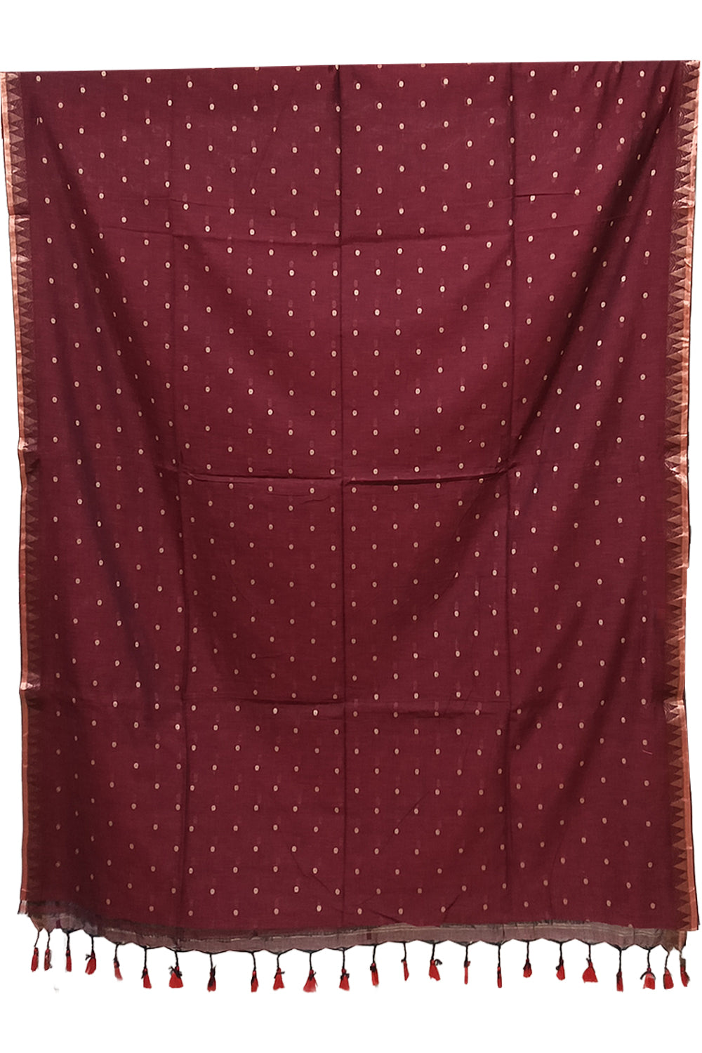Naidu Hall Women's Maroon Bengal Cotton Blend Jacquard Saree with Blouse | Lightweight Ethnic Wear Saree - R553