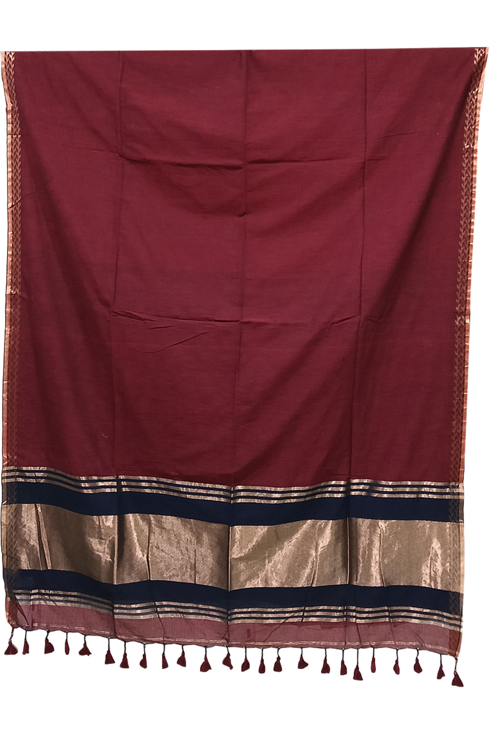 Naidu Hall Women's Maroon Bengal Cotton Blend Jacquard Saree with Blouse | Lightweight Ethnic Wear Saree - R558