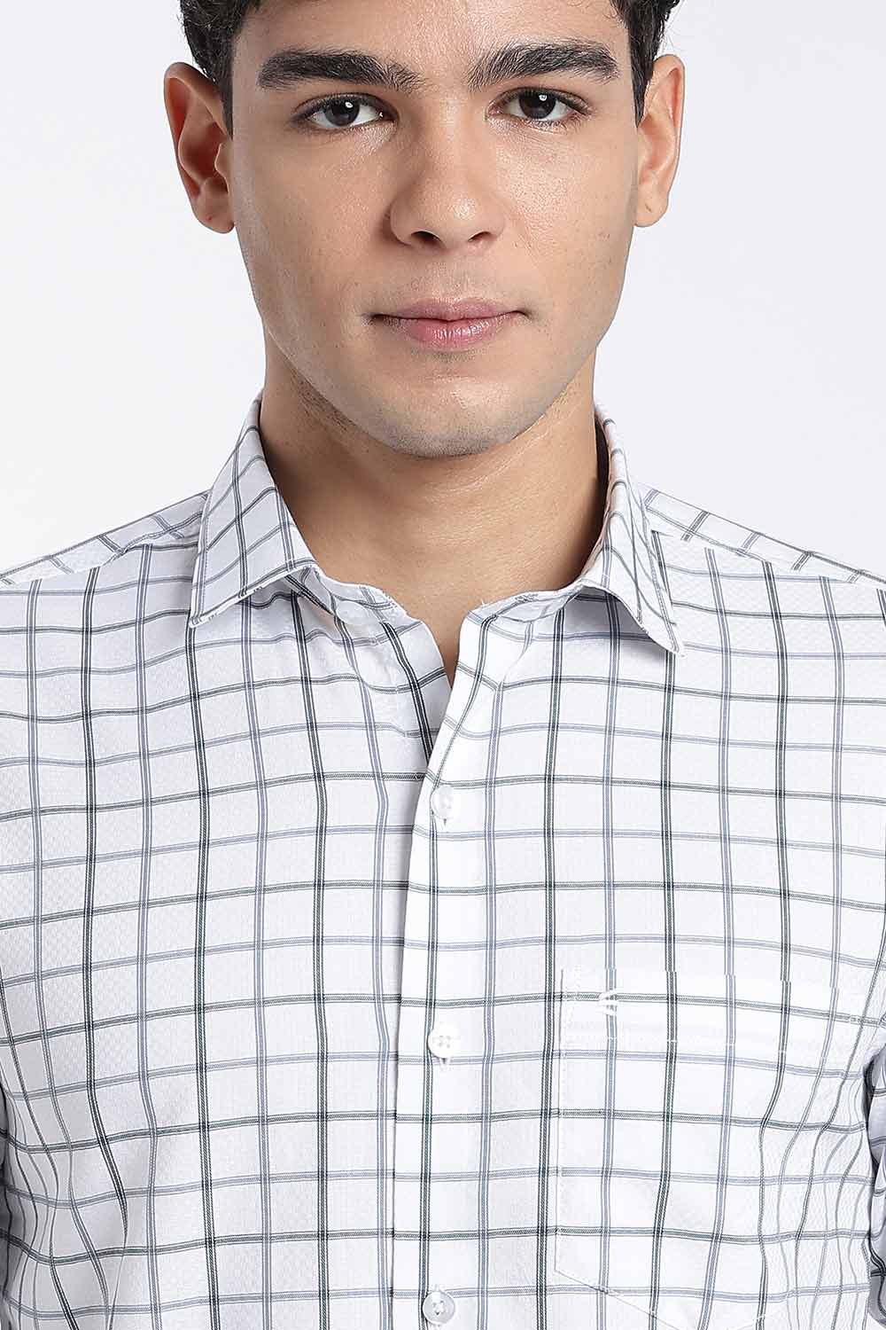 Enhance Men’s Cotton Check Shirt – Full Sleeve Casual Shirt with Button Placket & Pocket | Everyday Wear Shirt for Men - Blue - SH37