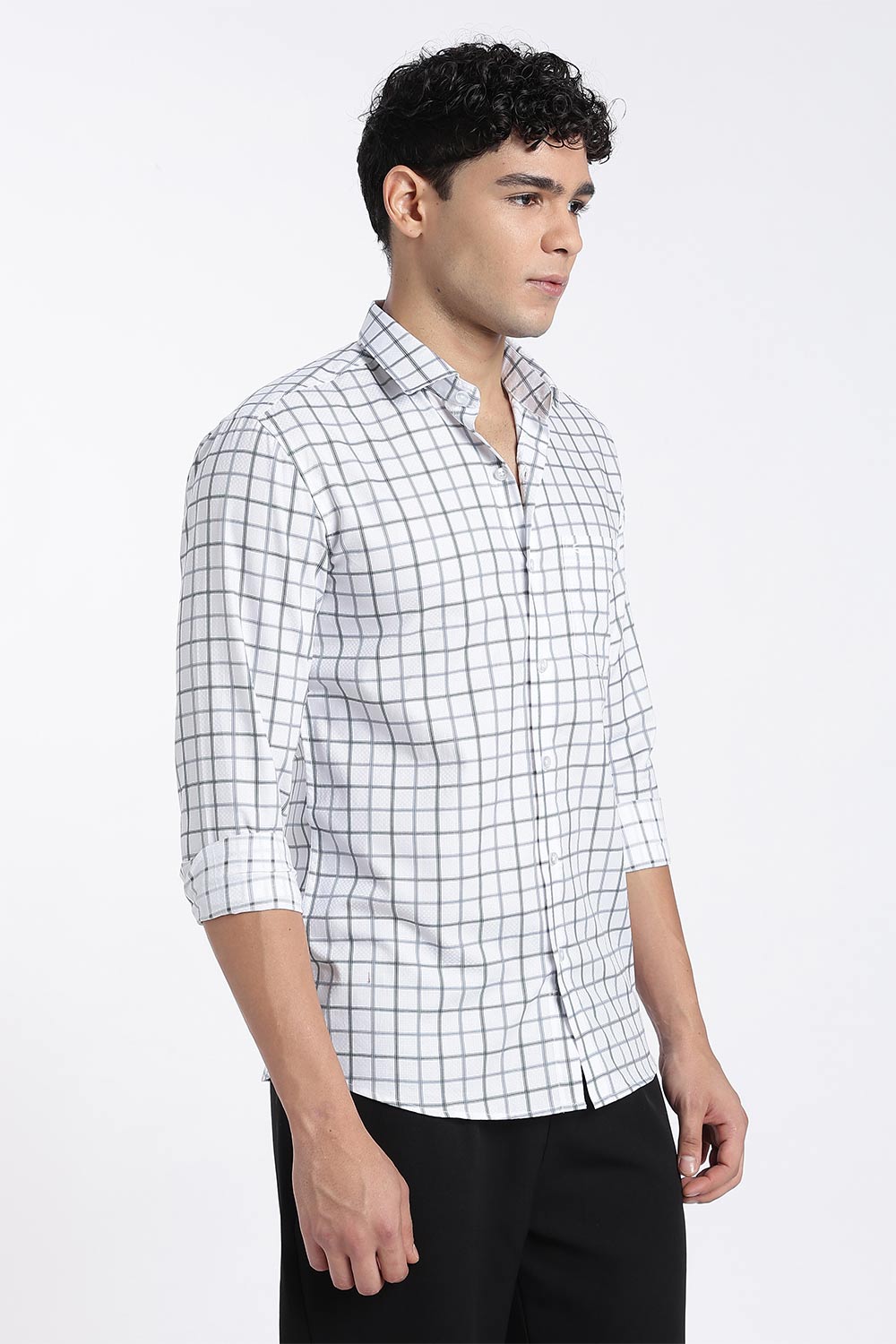 Enhance Men’s Cotton Check Shirt – Full Sleeve Casual Shirt with Button Placket & Pocket | Everyday Wear Shirt for Men - Blue - SH37