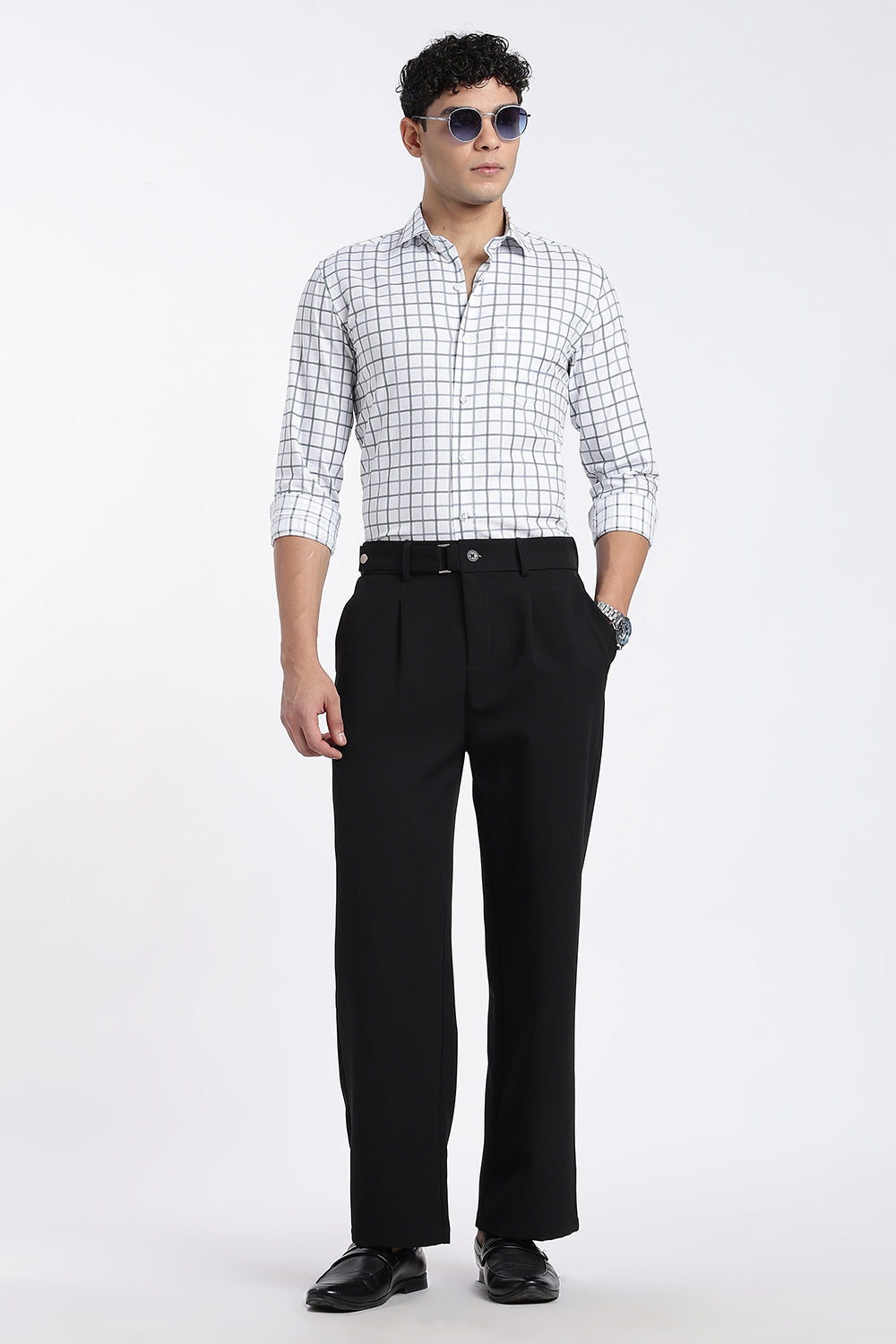 Enhance Men’s Cotton Check Shirt – Full Sleeve Casual Shirt with Button Placket & Pocket | Everyday Wear Shirt for Men - Blue - SH37