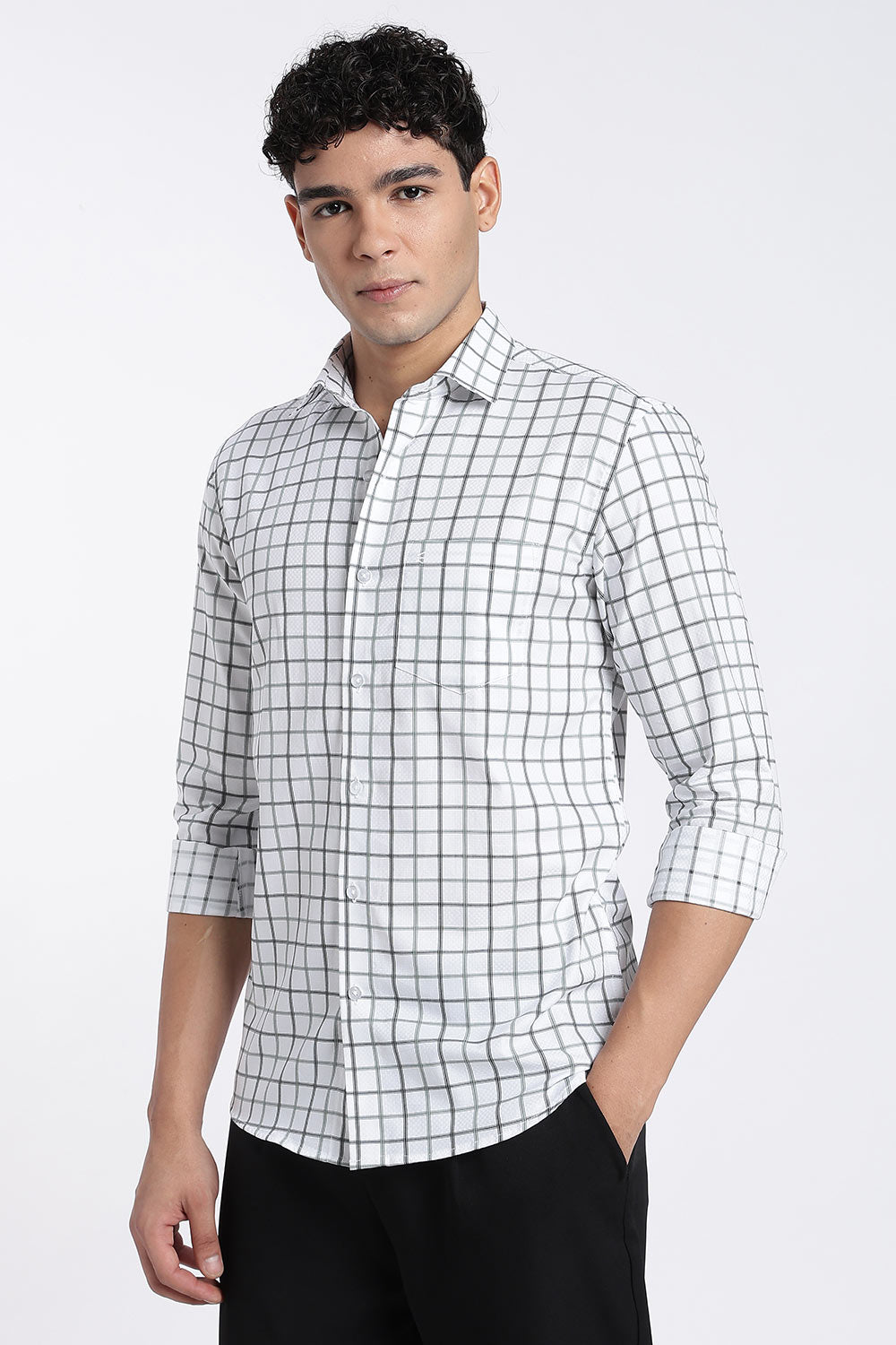 Enhance Men’s Cotton Check Shirt – Full Sleeve Casual Shirt with Button Placket & Pocket | Everyday Wear Shirt for Men - Green - SH37