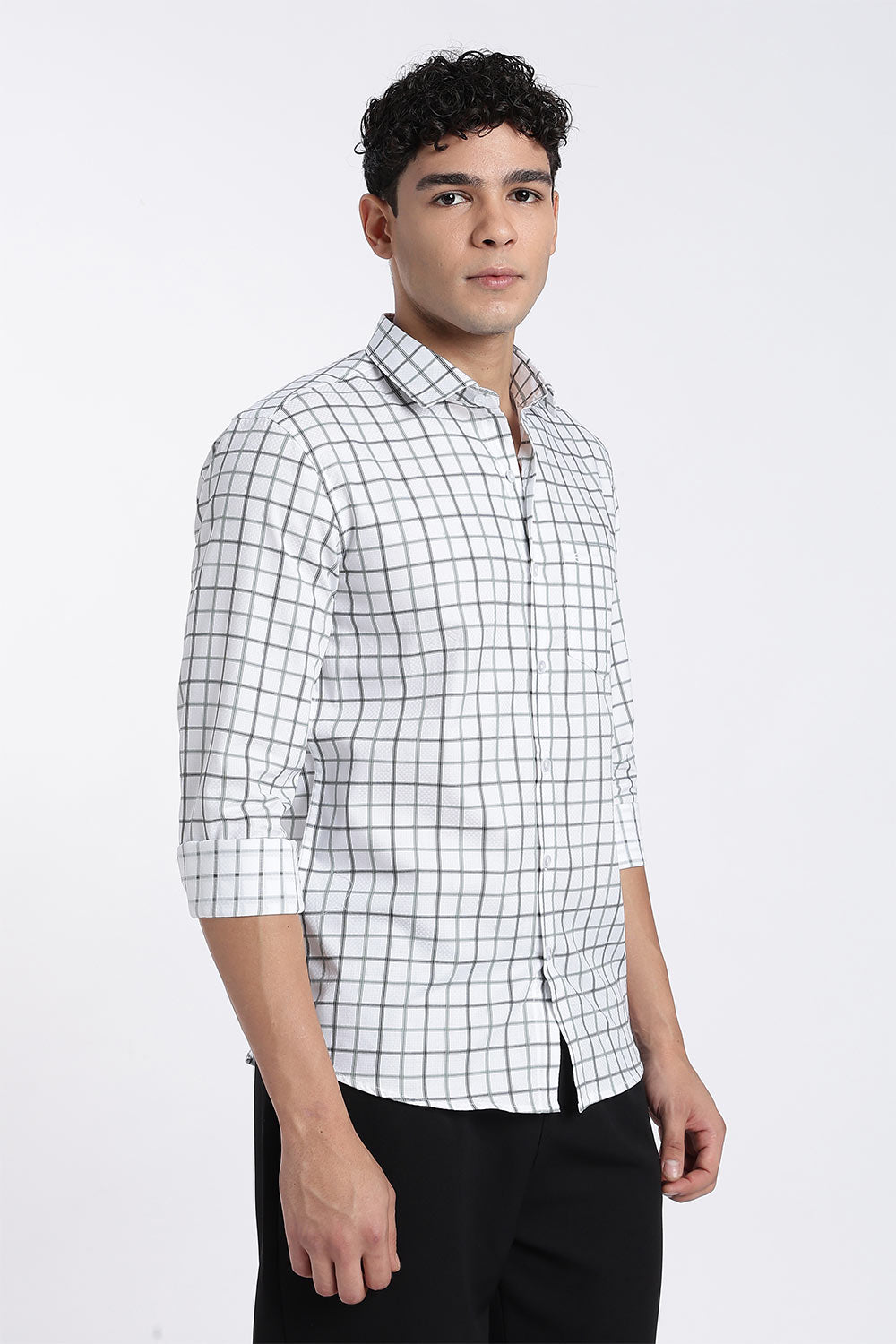 Enhance Men’s Cotton Check Shirt – Full Sleeve Casual Shirt with Button Placket & Pocket | Everyday Wear Shirt for Men - Green - SH37