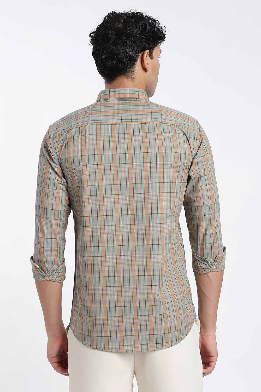 Enhance Men’s Cotton Check Shirt – Full Sleeve Casual Shirt with Button Placket & Pocket | Everyday Wear Shirt for Men - Mustard - SH37