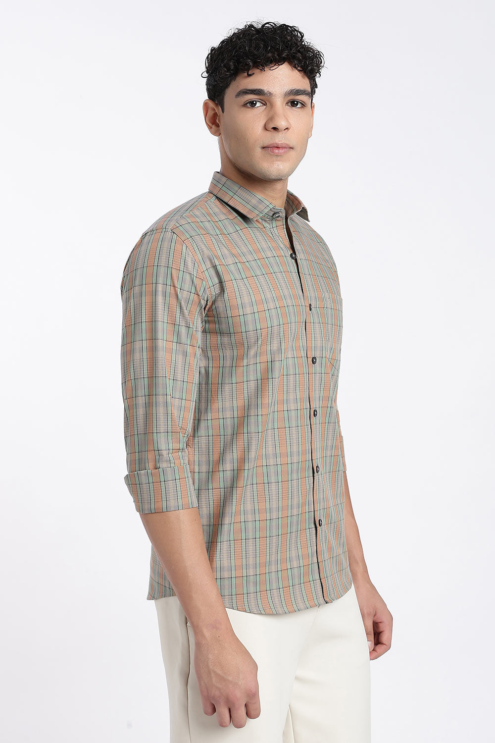 Enhance Men’s Cotton Check Shirt – Full Sleeve Casual Shirt with Button Placket & Pocket | Everyday Wear Shirt for Men - Mustard - SH37