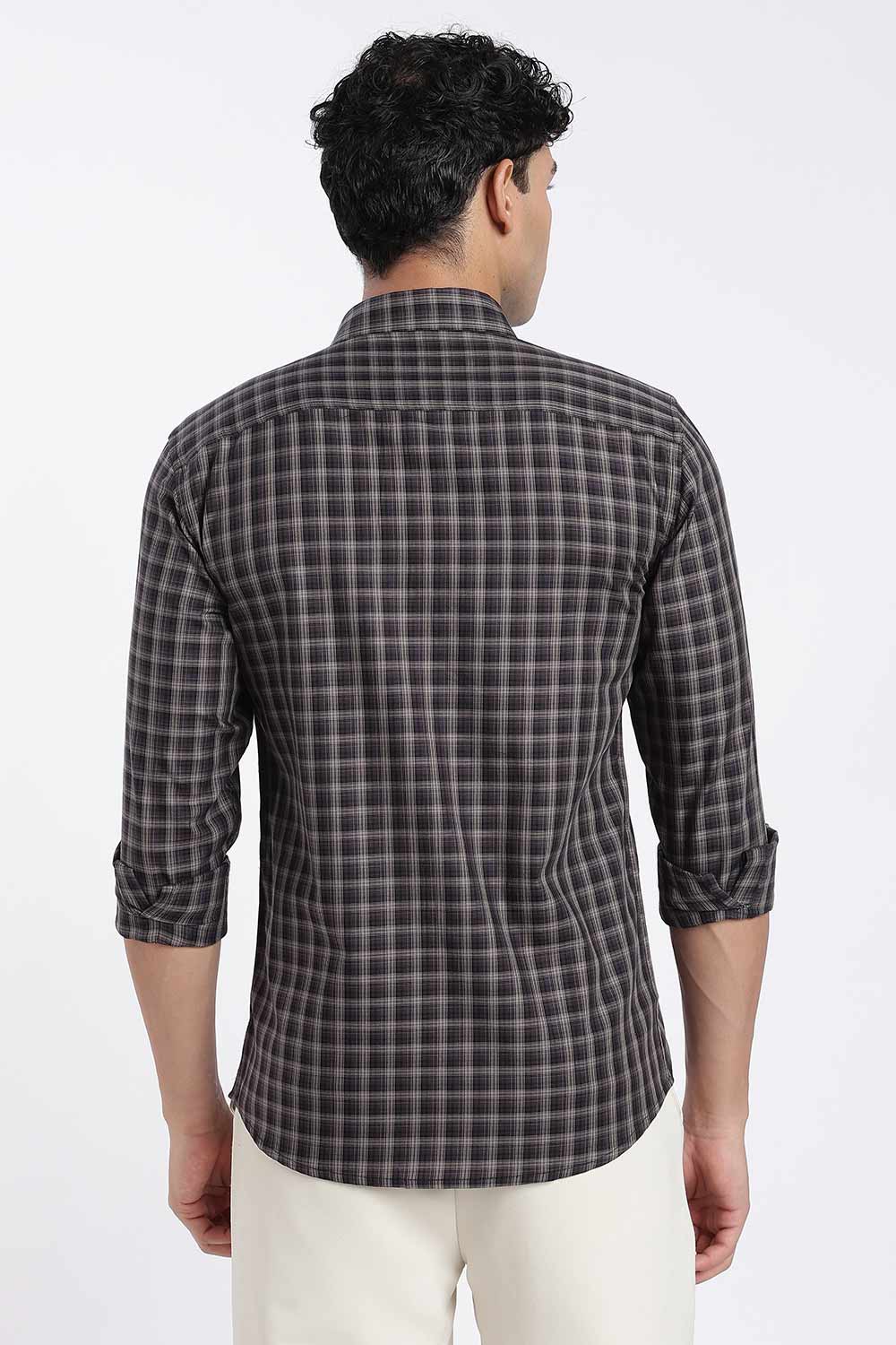 Enhance Men’s Cotton Check Shirt – Full Sleeve Casual Shirt with Button Placket & Pocket | Everyday Wear Shirt for Men - Purple - SH37