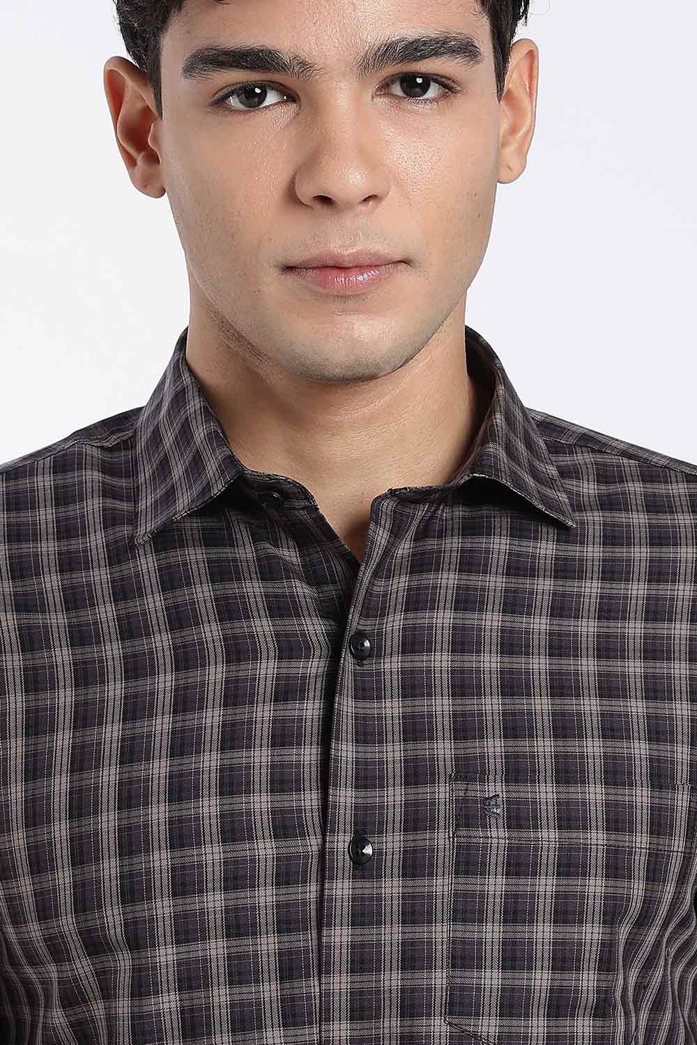 Enhance Men’s Cotton Check Shirt – Full Sleeve Casual Shirt with Button Placket & Pocket | Everyday Wear Shirt for Men - Purple - SH37