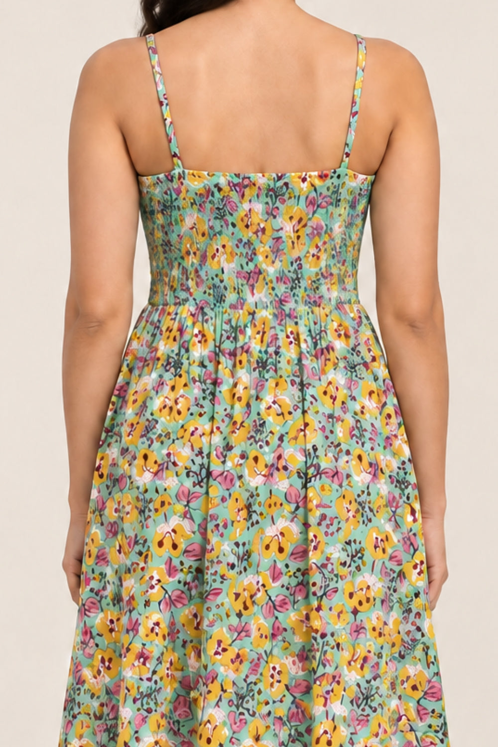 Mythri Women’s Cotton Printed Strap Dress | Broad Round Neck Woven Casual Everyday Dress | Regular Fit - SH12