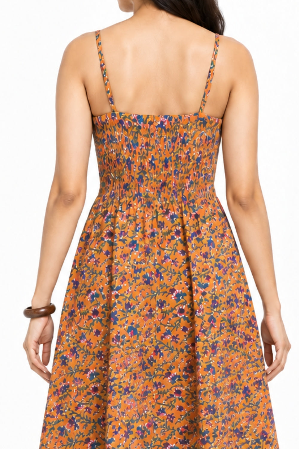 Mythri Women’s Cotton Printed Strap Dress | Broad Round Neck Woven Everyday Casual Dress | Regular Fit - SH13