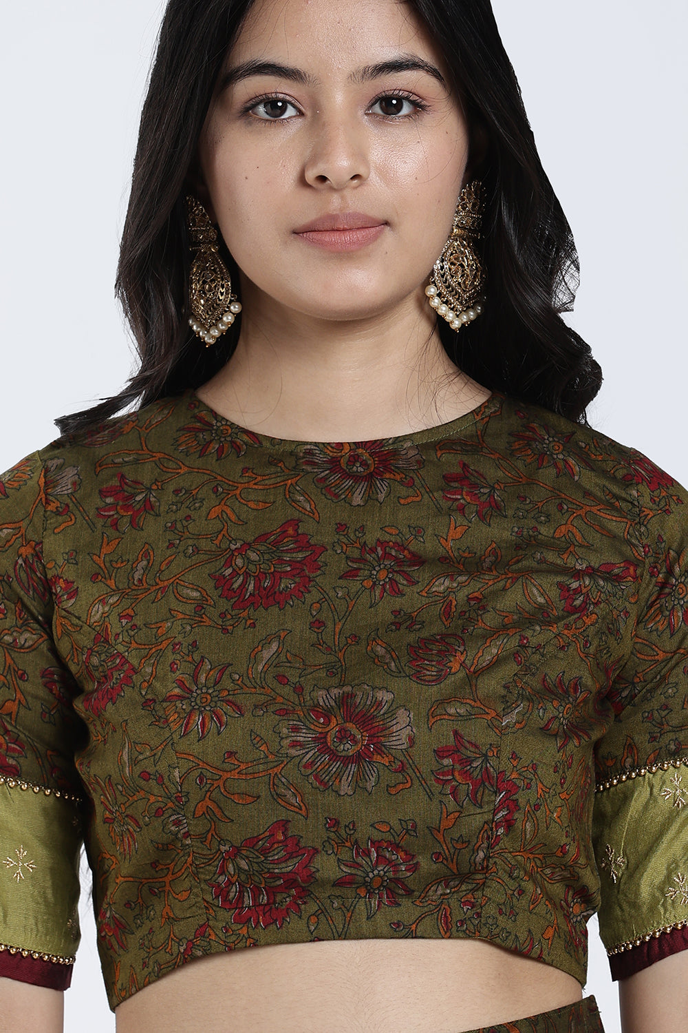 Mythri Women’s Lehenga Set – Cotton Blend Floral Printed Skirt & Top with Embroidery | Festive Wear Lehenga Choli - ST08