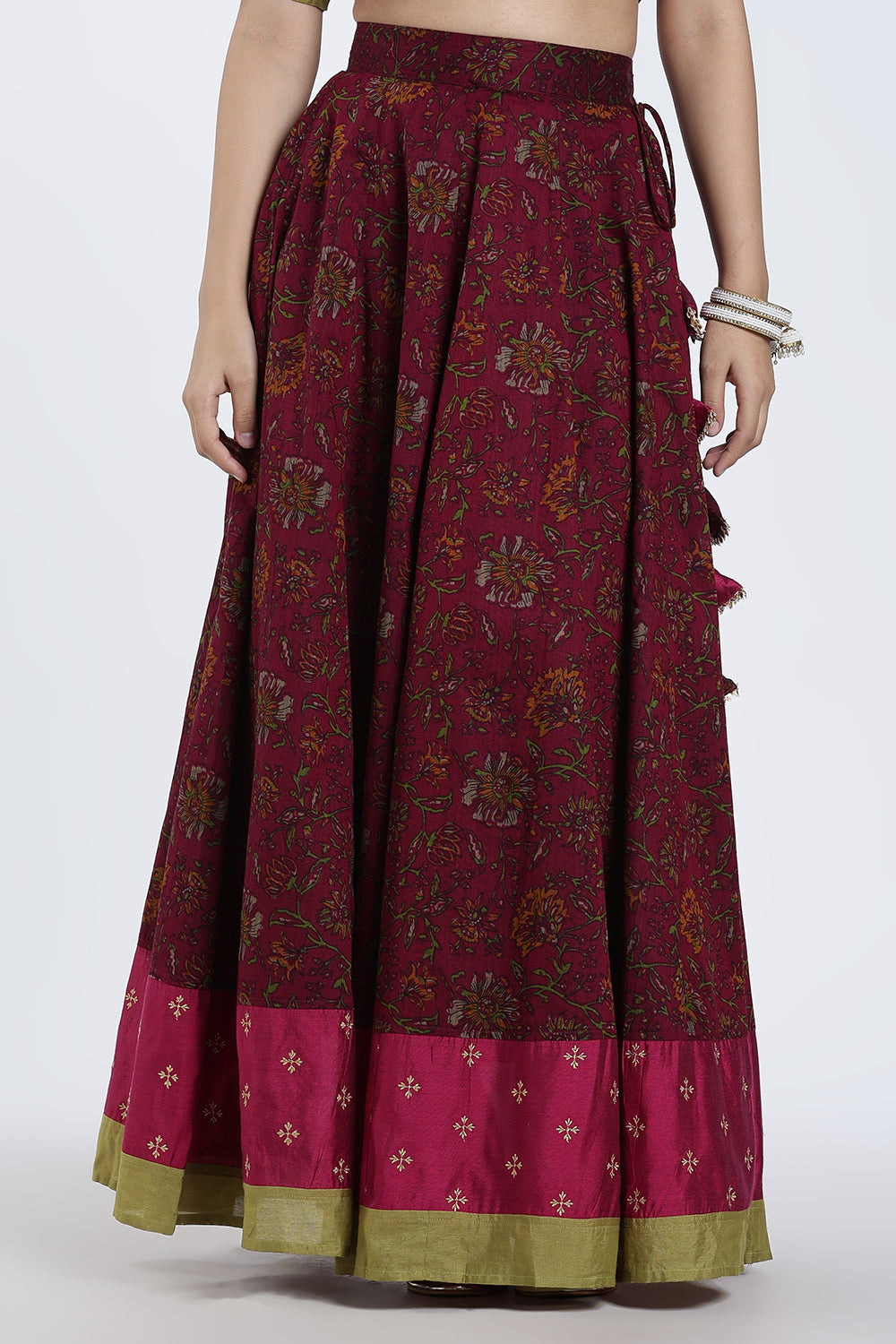 Mythri Women’s Lehenga Set – Cotton Blend Floral Printed Skirt & Top with Embroidery | Festive Wear Lehenga Choli - ST08