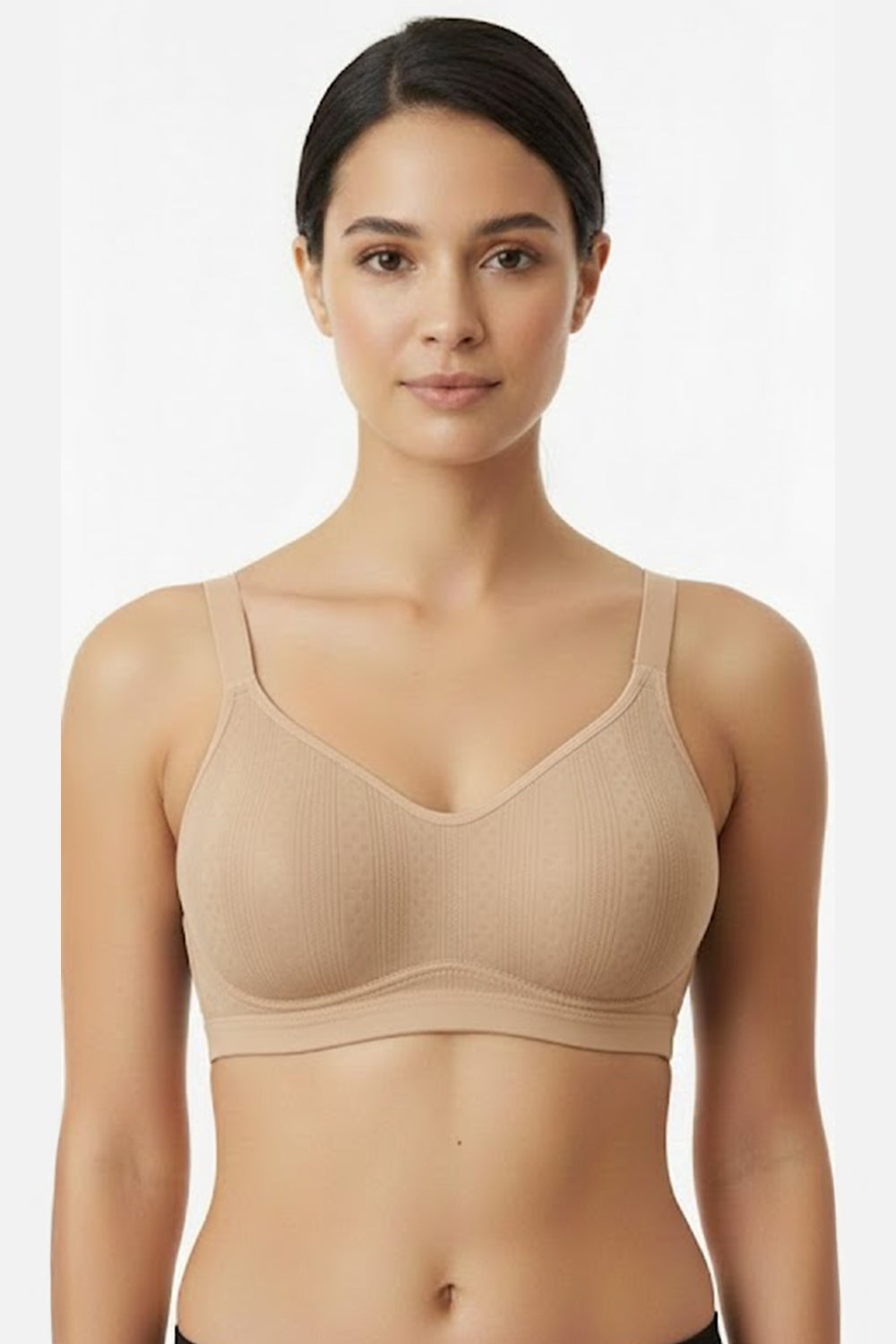 Women's Padded Cotton-Blend Bra – Medium Coverage, Seamless & Sweat-Absorbent Comfort - 7830