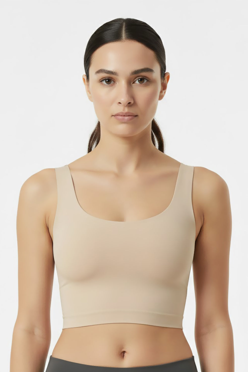 Teen Girls’ Padded Sport Bra – Full-Coverage, Seamless & Removable-Pad Crop-Slip Style - 1602