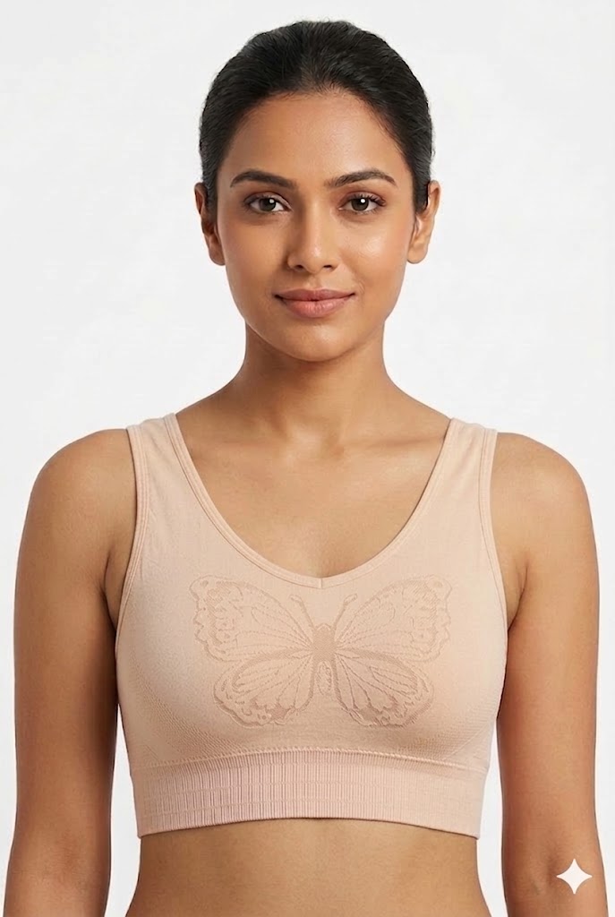 Seamless Padded Bra for Women – Full Coverage Cotton Blend Bra with Back Hook Closure | Wire-Free Everyday Comfort Bra - 10429