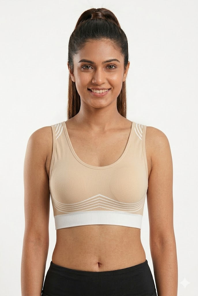 Seamless Active Bra for Women – Full Coverage Cotton Blend Non-Padded Bra with Thick Straps | Wire-Free Everyday Comfort Bra - 3007