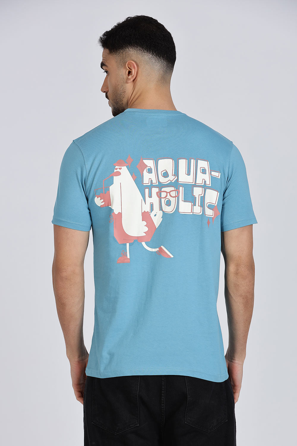 Enhance Men’s T Shirt Cotton Crew Neck Casual Graphic Print Short Sleeve Tee - Blue - TG01