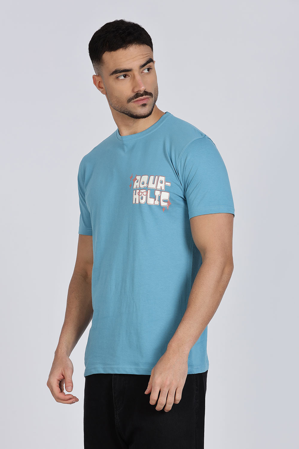 Enhance Men’s T Shirt Cotton Crew Neck Casual Graphic Print Short Sleeve Tee - Blue - TG01