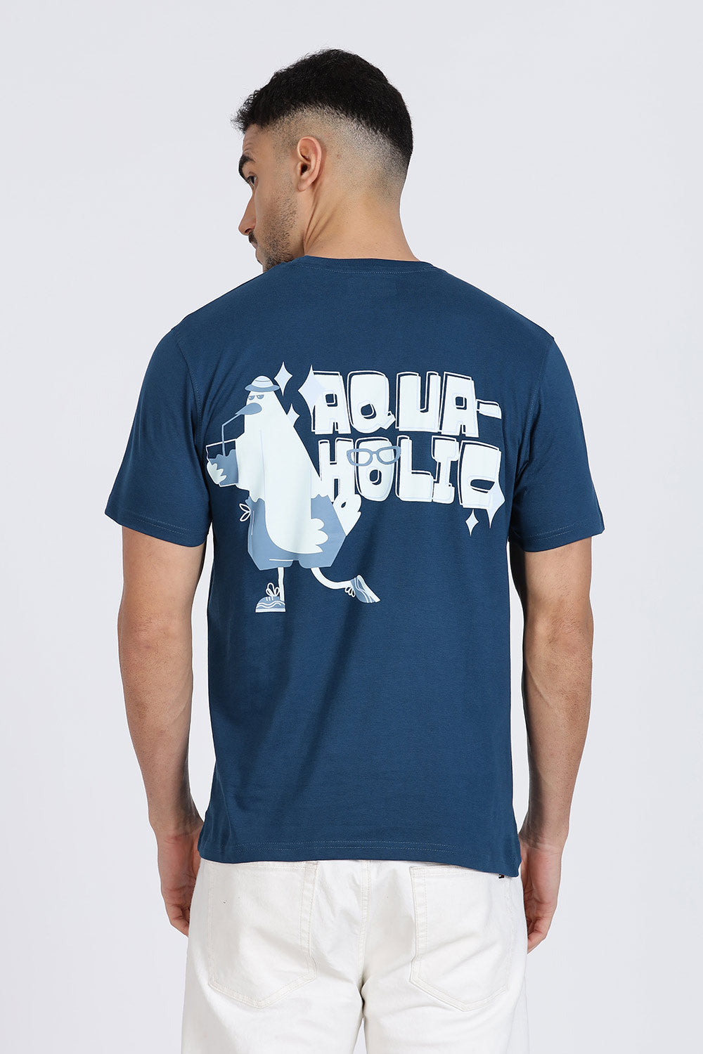 Enhance Men’s T Shirt Cotton Crew Neck Casual Graphic Print Short Sleeve Tee - Navy  - TG01