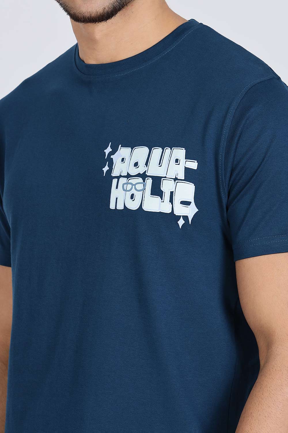Enhance Men’s T Shirt Cotton Crew Neck Casual Graphic Print Short Sleeve Tee - Navy  - TG01