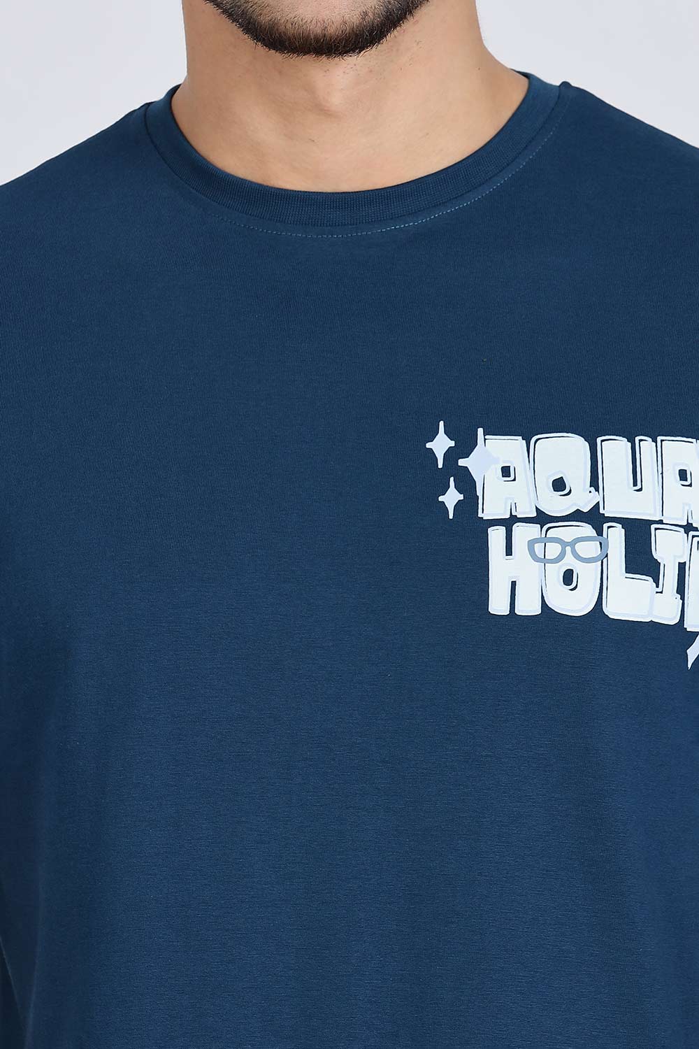 Enhance Men’s T Shirt Cotton Crew Neck Casual Graphic Print Short Sleeve Tee - Navy  - TG01