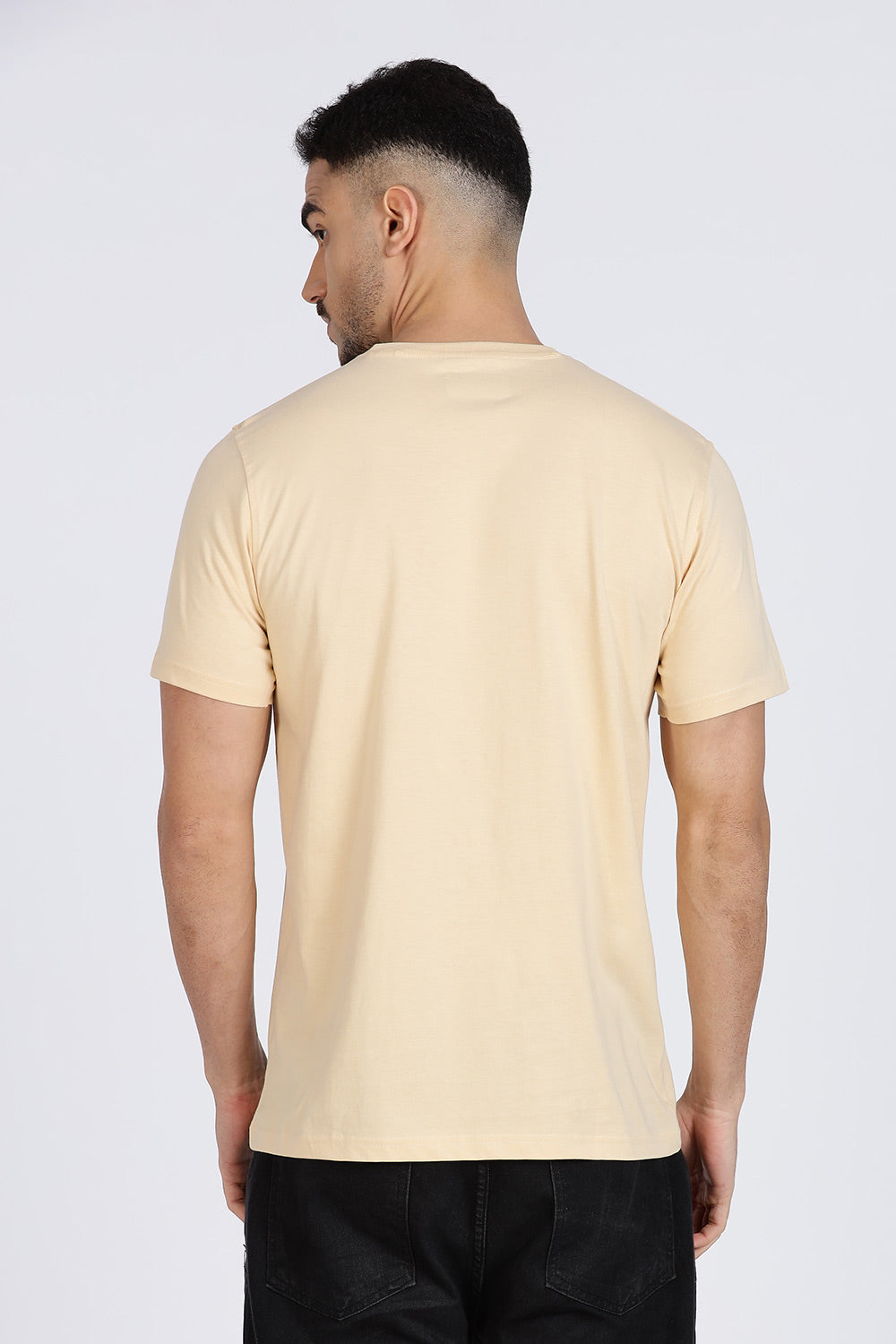 Enhance Men’s T Shirt Cotton Crew Neck Casual Graphic Print Short Sleeve Tee - Beige - TG02
