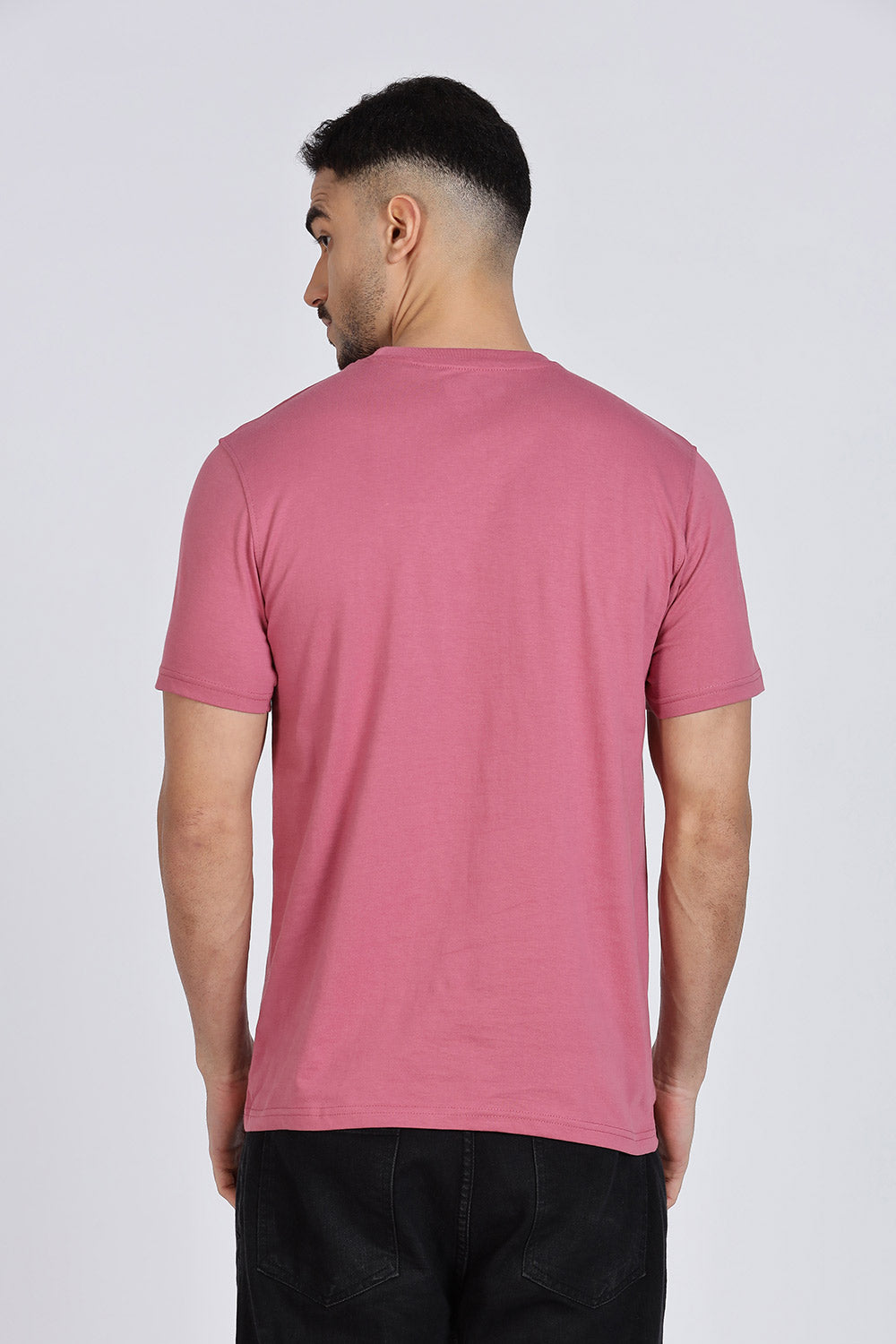 Enhance Men’s T Shirt Cotton Crew Neck Casual Graphic Print Short Sleeve Tee - Dark Pink - TG02