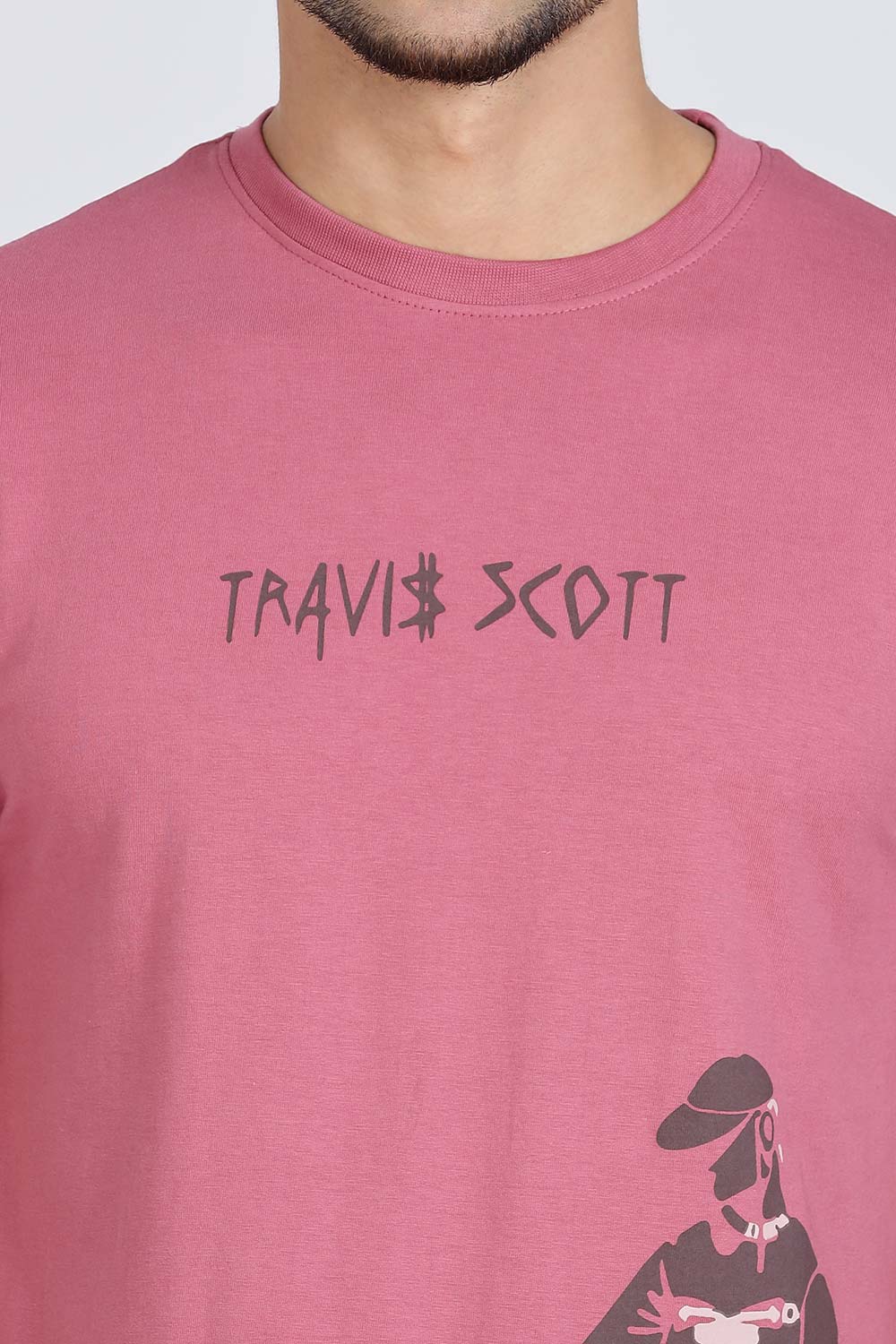 Enhance Men’s T Shirt Cotton Crew Neck Casual Graphic Print Short Sleeve Tee - Dark Pink - TG02