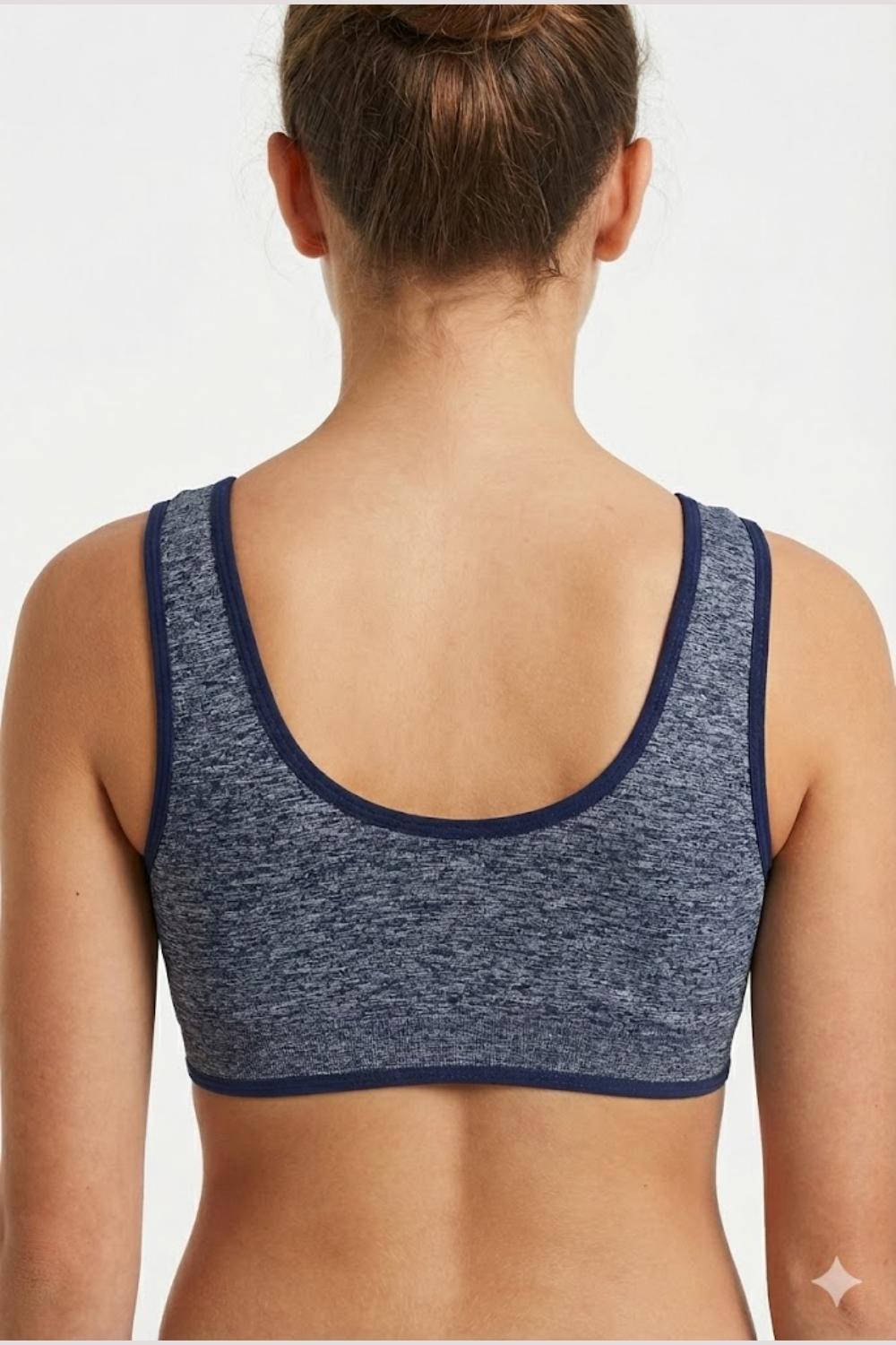 Teen Girls' Cotton-Blend Padded Sports Bra | Seamless, Removable Pads, Everyday Comfort Bra - 1537