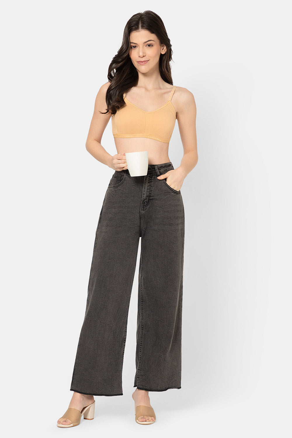 Teen Girls Cotton Blend Medium-Impact Sports Bra | Non-Wired, Seamless Beginner Bra -BB07