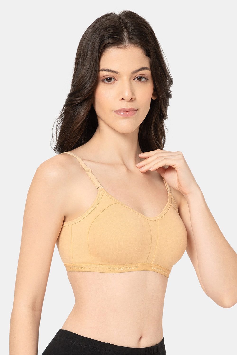 Teen Girls Cotton Blend Medium-Impact Sports Bra | Non-Wired, Seamless Beginner Bra -BB07